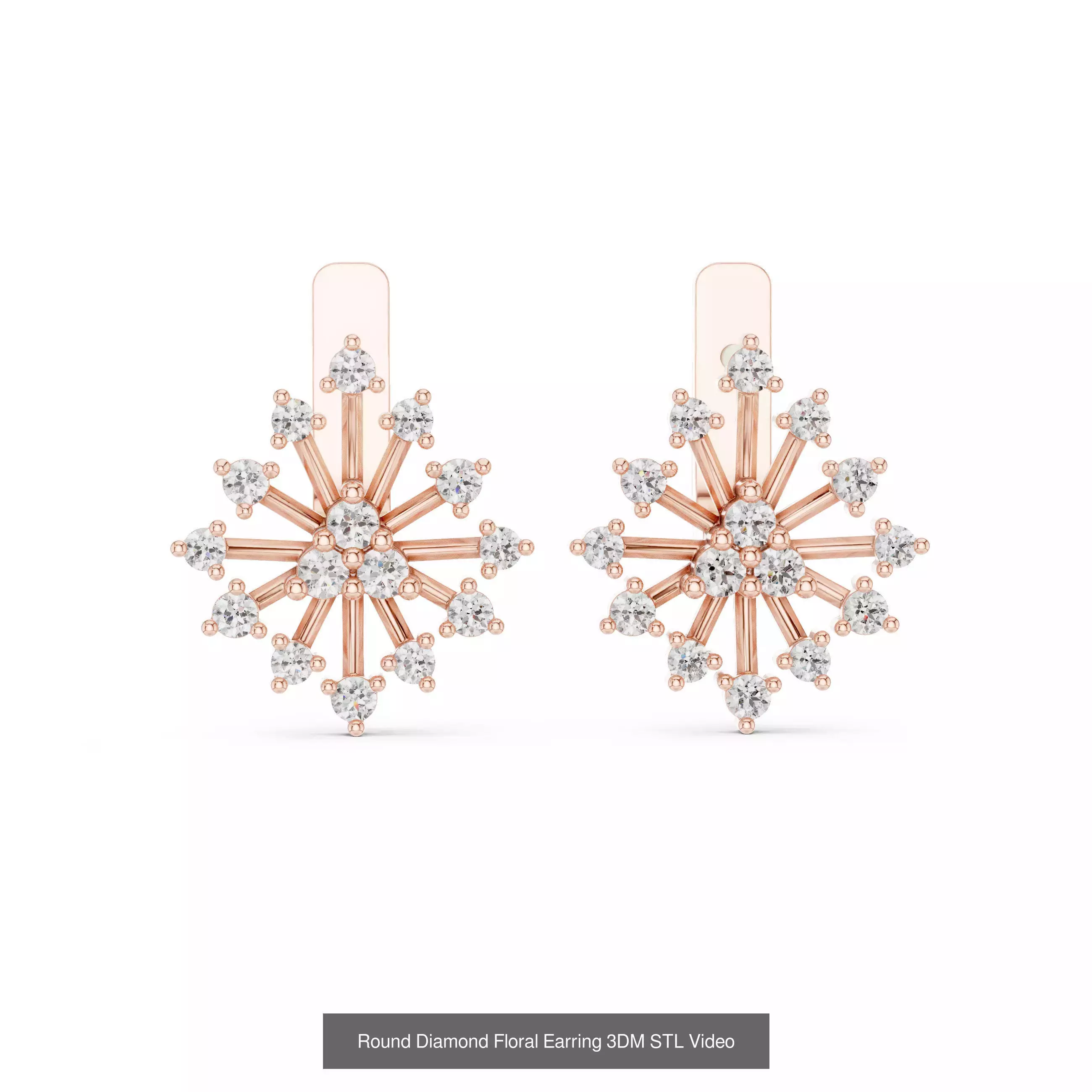 507 Diamond  Woman Earring 3DM STL OBJ FBX 3 Color Render Video 3D Model Collection_38