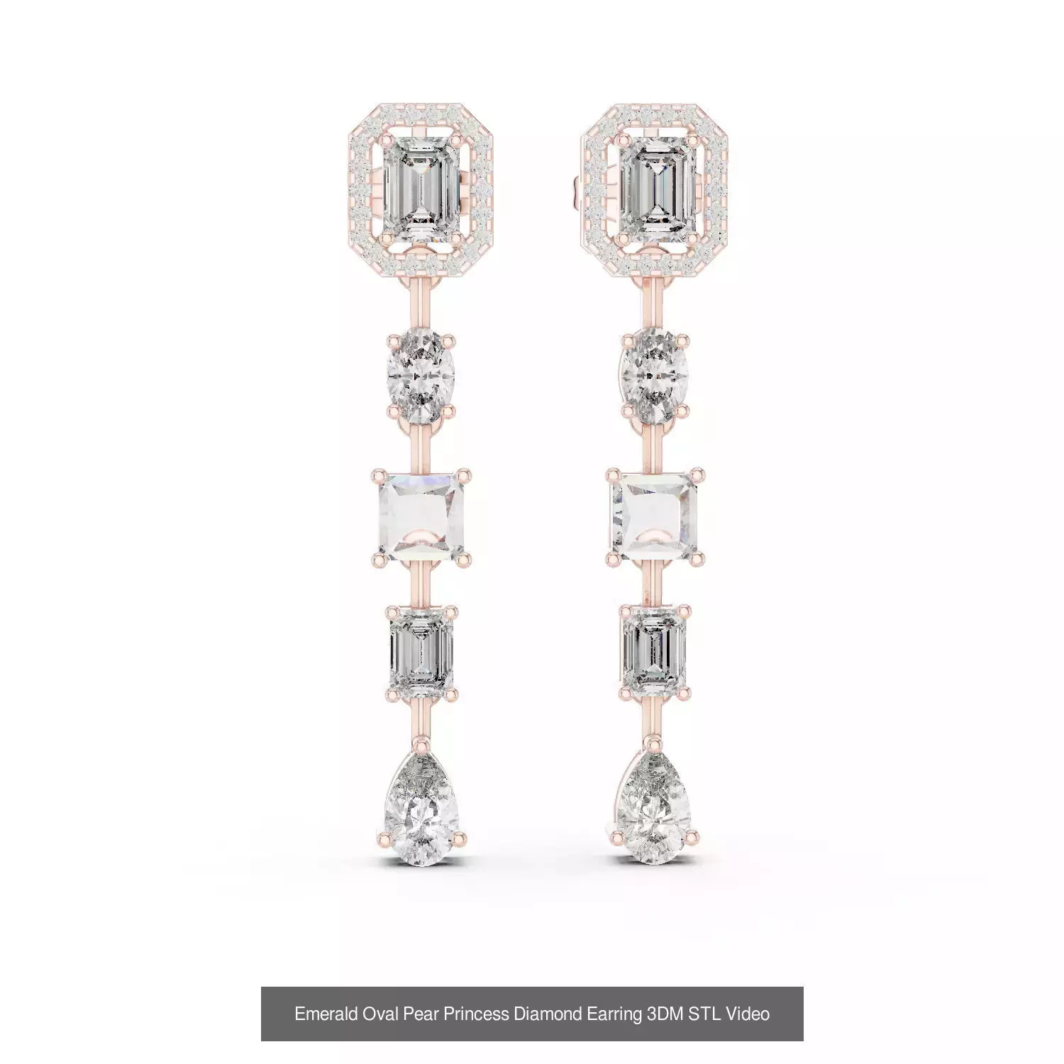 507 Diamond  Woman Earring 3DM STL OBJ FBX 3 Color Render Video 3D Model Collection_88