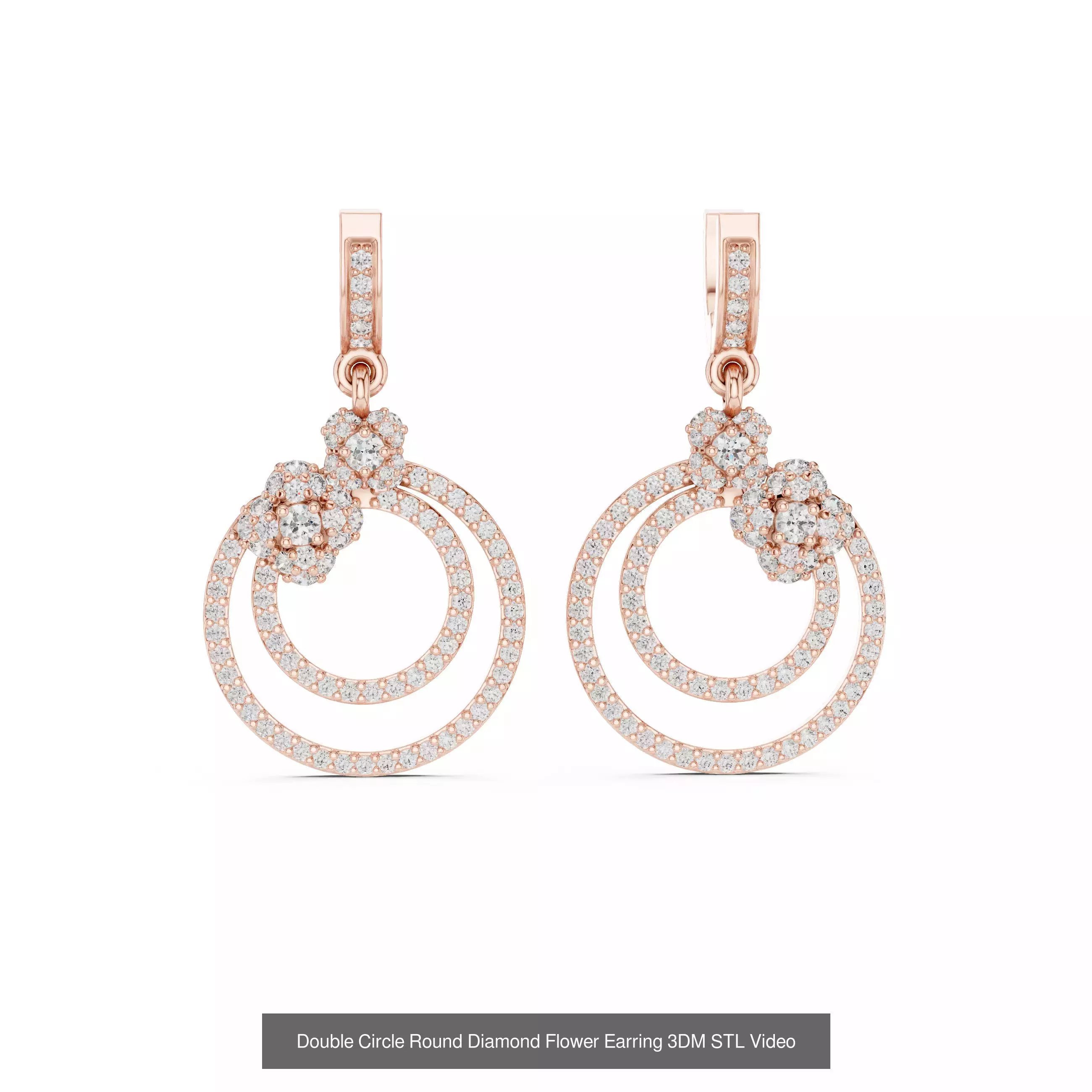 507 Diamond  Woman Earring 3DM STL OBJ FBX 3 Color Render Video 3D Model Collection_70