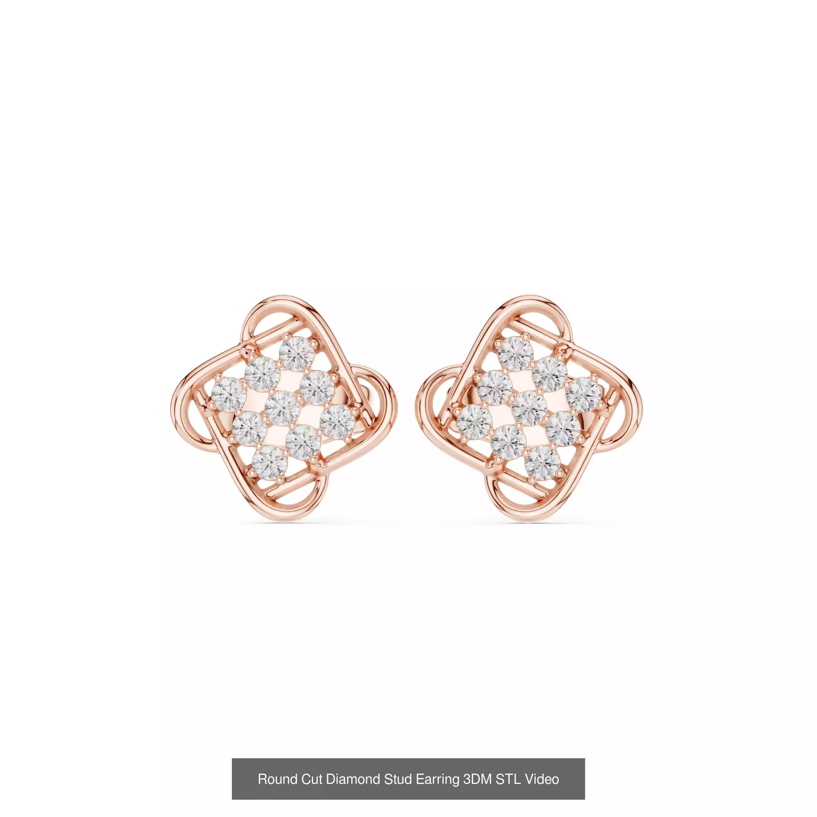 507 Diamond  Woman Earring 3DM STL OBJ FBX 3 Color Render Video 3D Model Collection_249