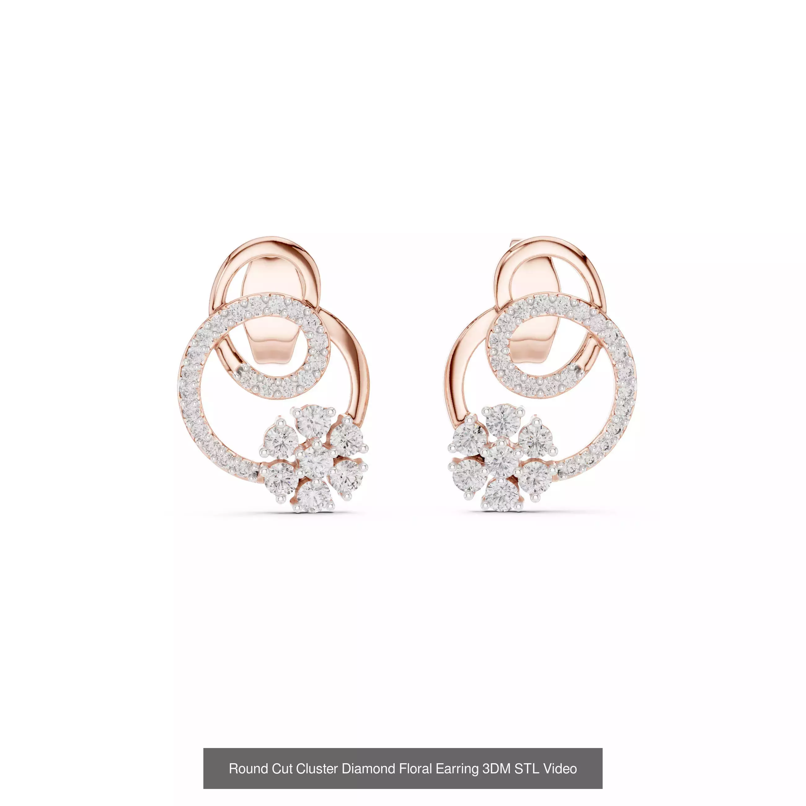 507 Diamond  Woman Earring 3DM STL OBJ FBX 3 Color Render Video 3D Model Collection_178
