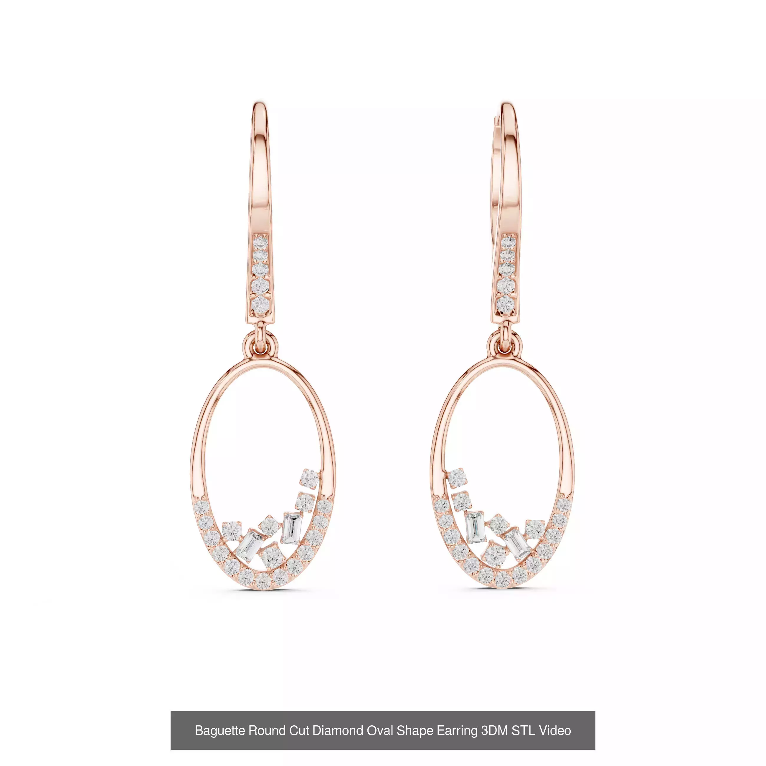 507 Diamond  Woman Earring 3DM STL OBJ FBX 3 Color Render Video 3D Model Collection_171