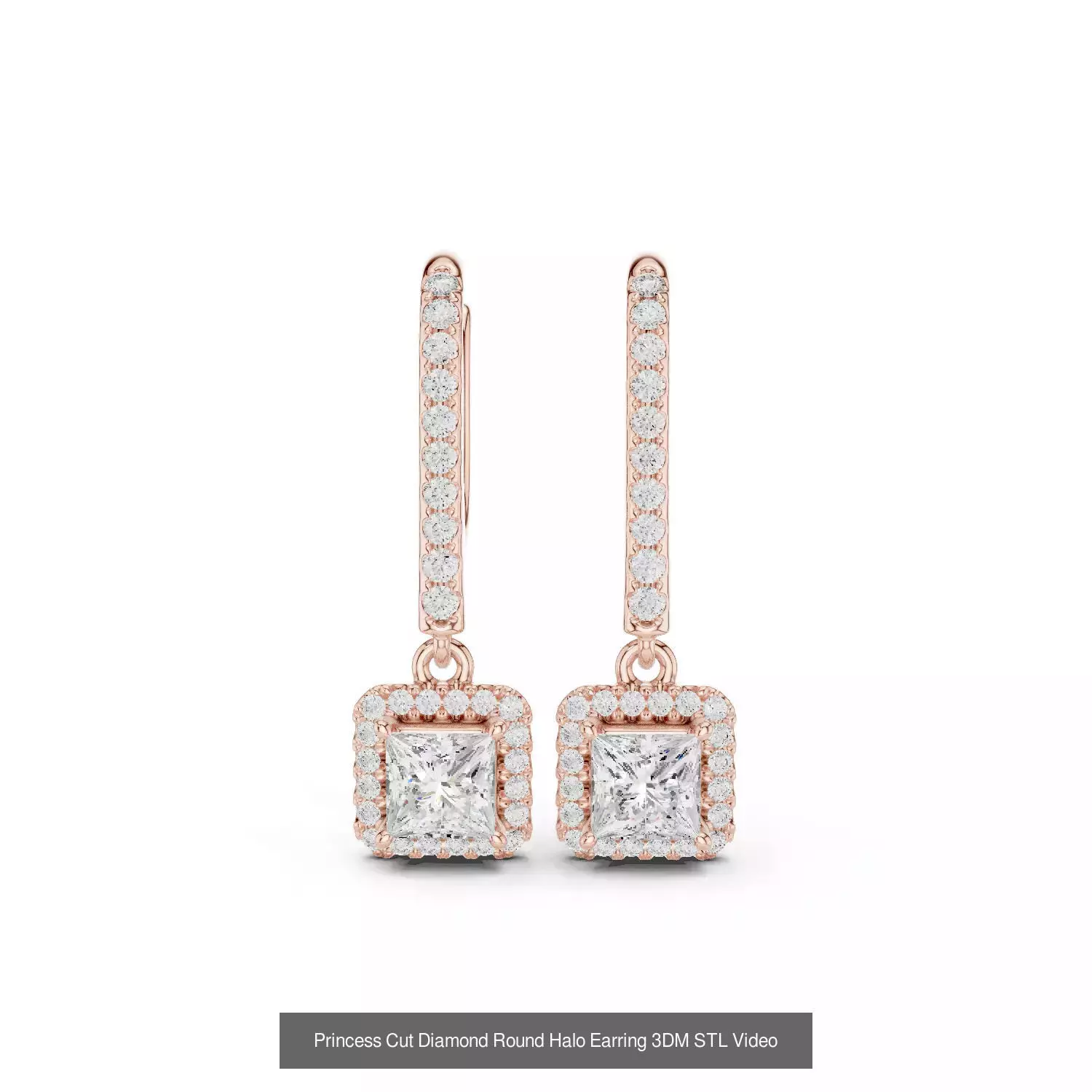 507 Diamond  Woman Earring 3DM STL OBJ FBX 3 Color Render Video 3D Model Collection_137