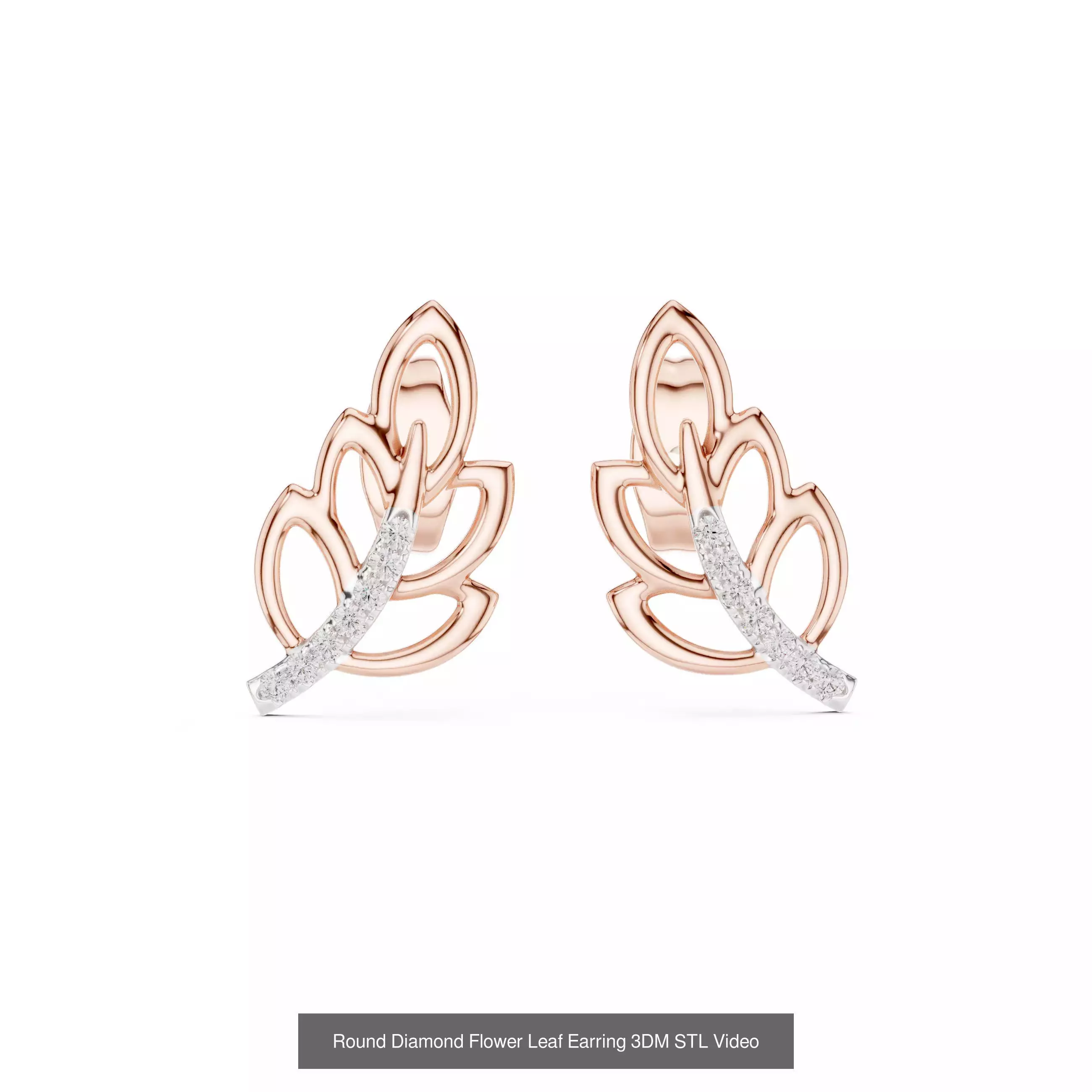 507 Diamond  Woman Earring 3DM STL OBJ FBX 3 Color Render Video 3D Model Collection_96