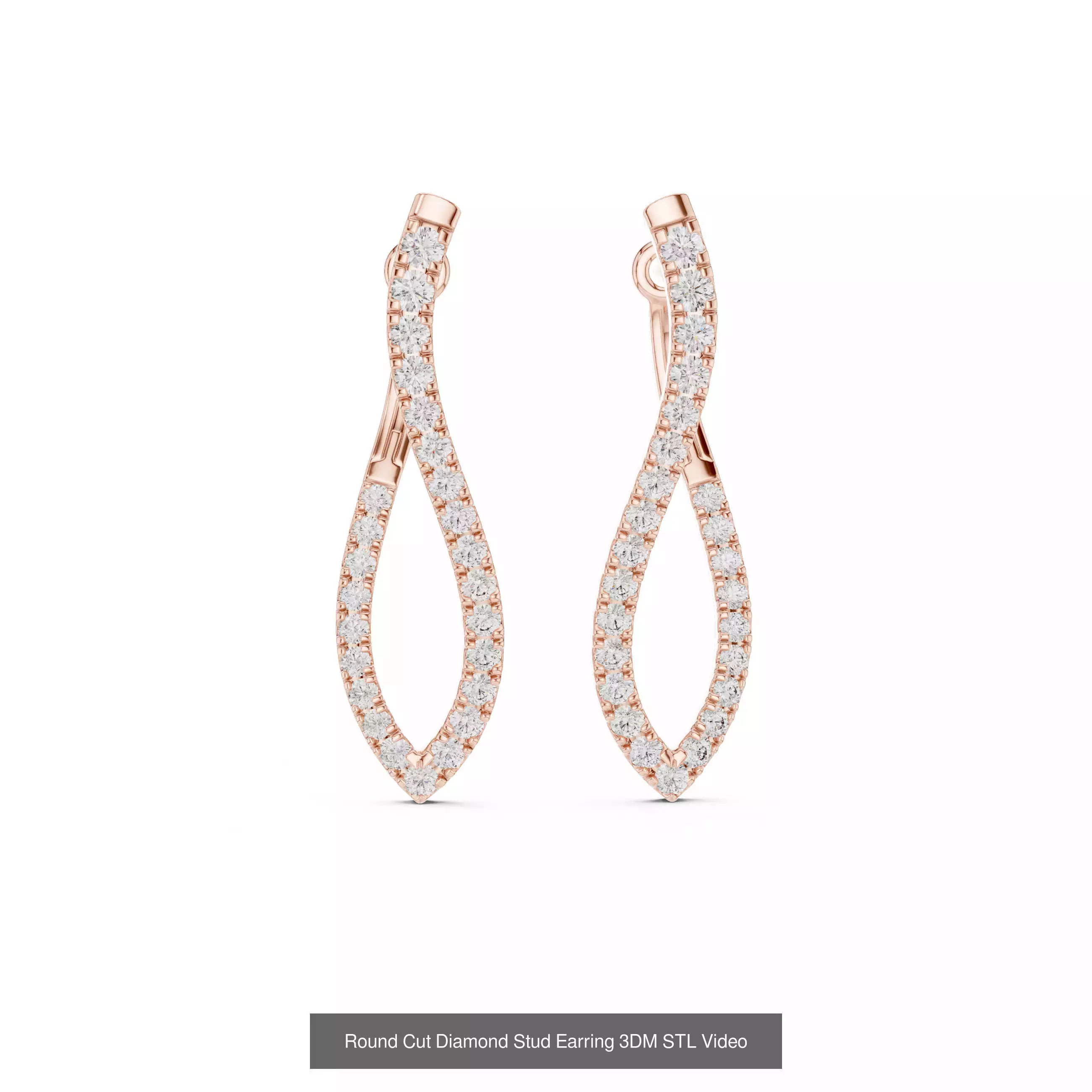 507 Diamond  Woman Earring 3DM STL OBJ FBX 3 Color Render Video 3D Model Collection_202