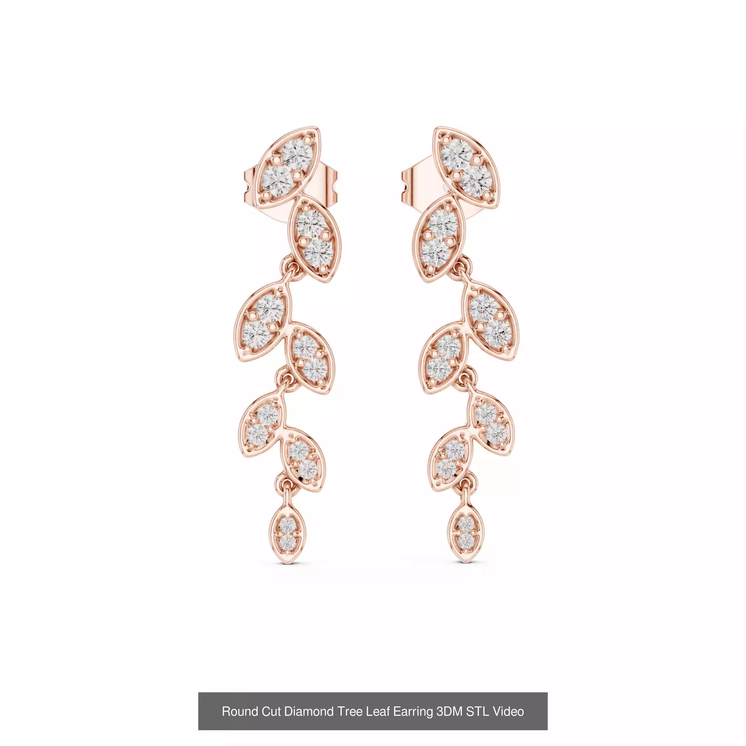 507 Diamond  Woman Earring 3DM STL OBJ FBX 3 Color Render Video 3D Model Collection_201