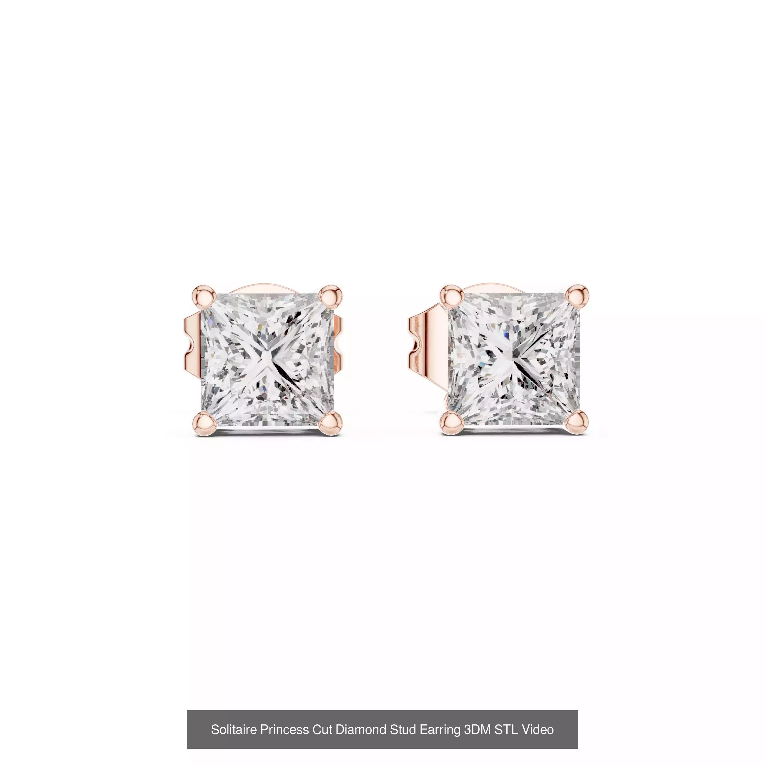 507 Diamond  Woman Earring 3DM STL OBJ FBX 3 Color Render Video 3D Model Collection_206