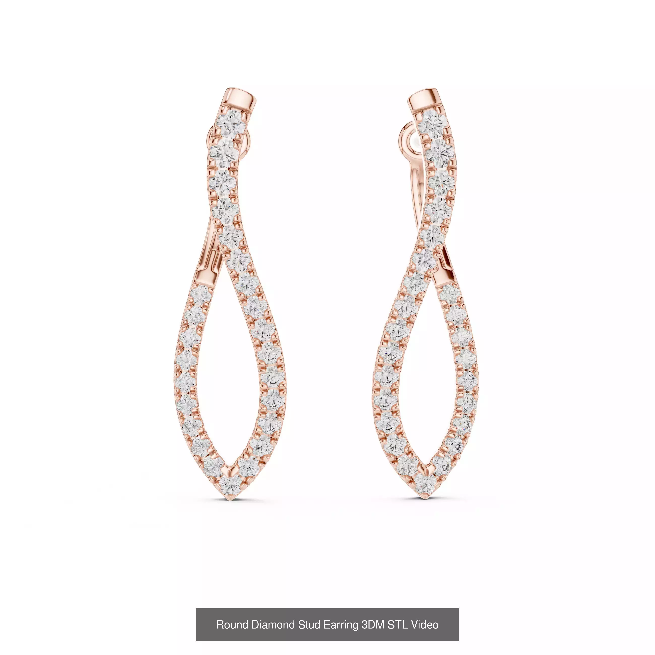 507 Diamond  Woman Earring 3DM STL OBJ FBX 3 Color Render Video 3D Model Collection_139