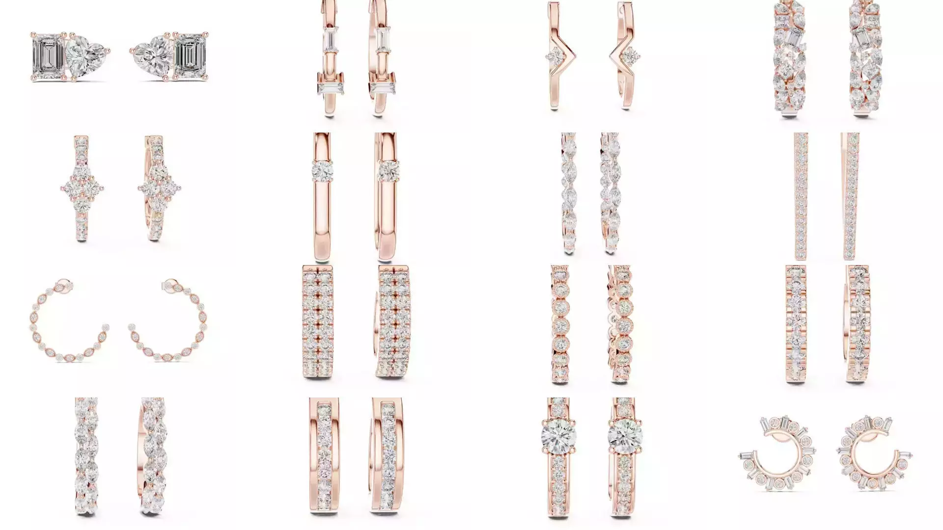 507 Diamond  Woman Earring 3DM STL OBJ FBX 3 Color Render Video 3D Model Collection_39