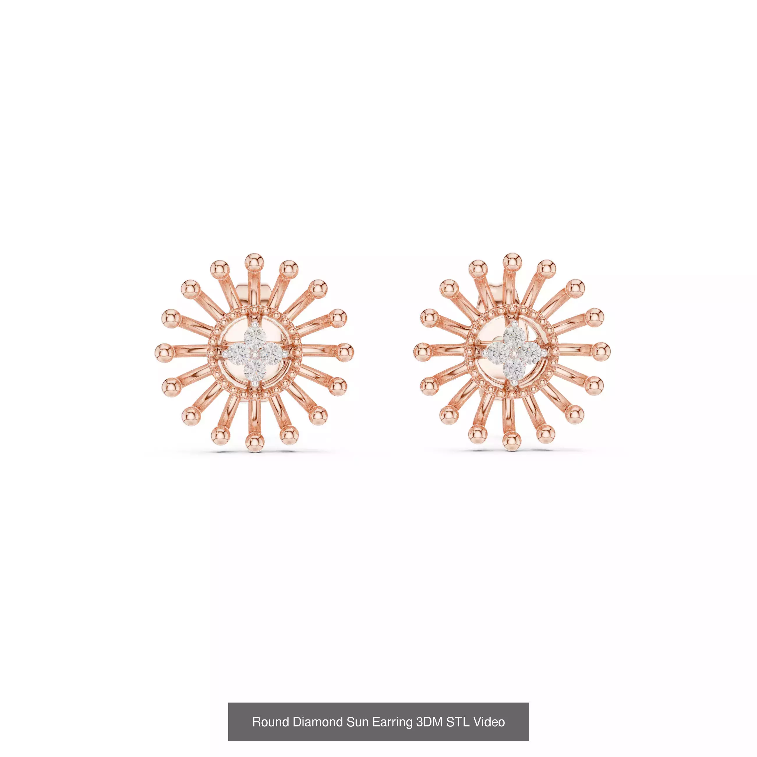 507 Diamond  Woman Earring 3DM STL OBJ FBX 3 Color Render Video 3D Model Collection_98