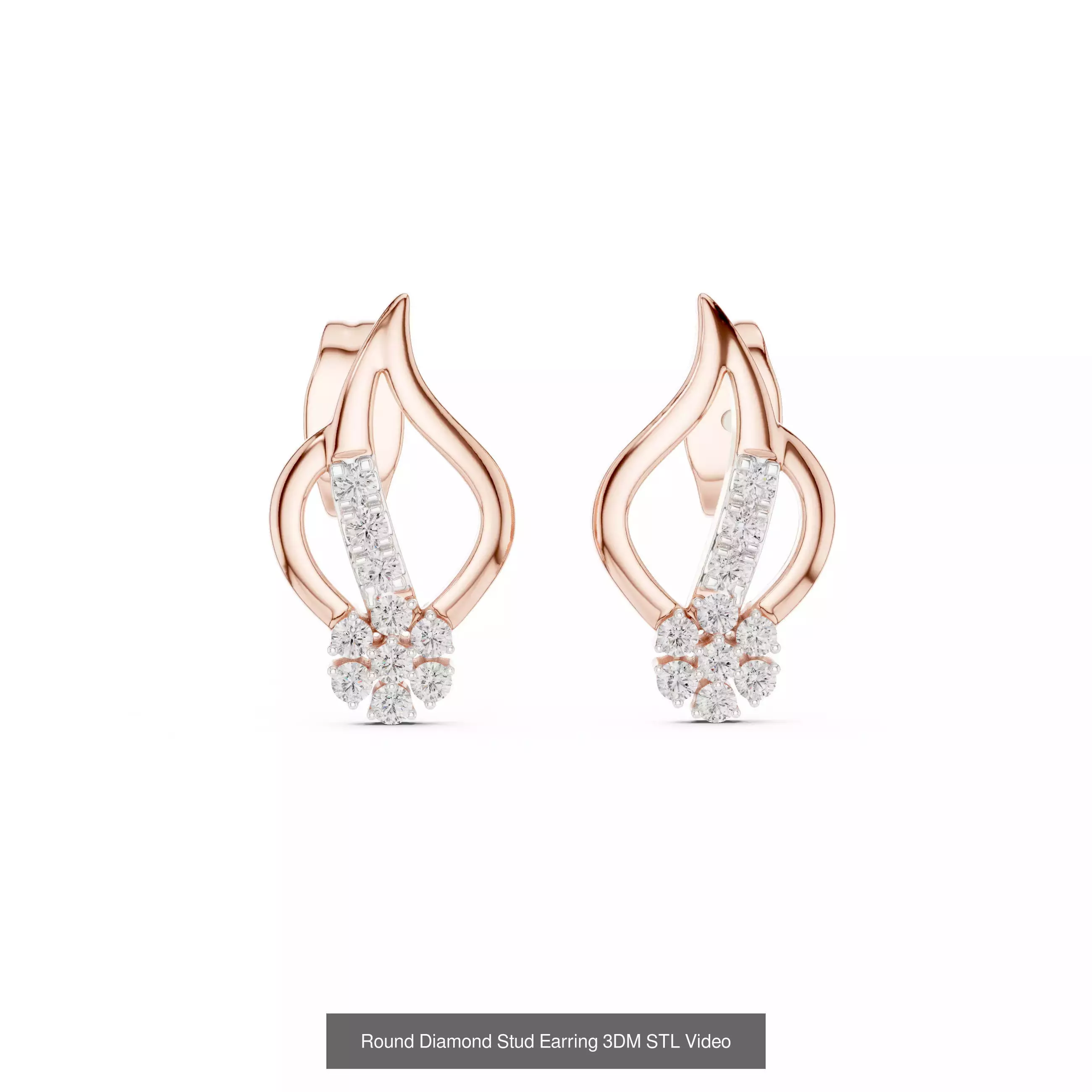 507 Diamond  Woman Earring 3DM STL OBJ FBX 3 Color Render Video 3D Model Collection_105
