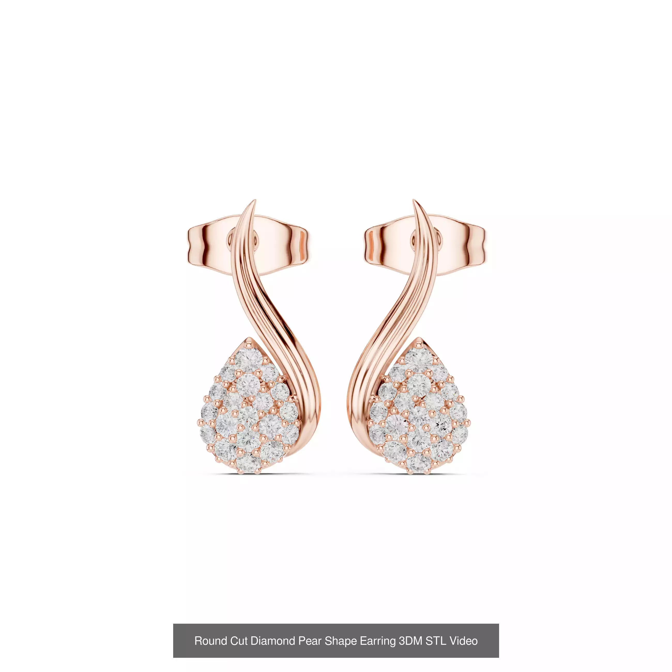 507 Diamond  Woman Earring 3DM STL OBJ FBX 3 Color Render Video 3D Model Collection_220