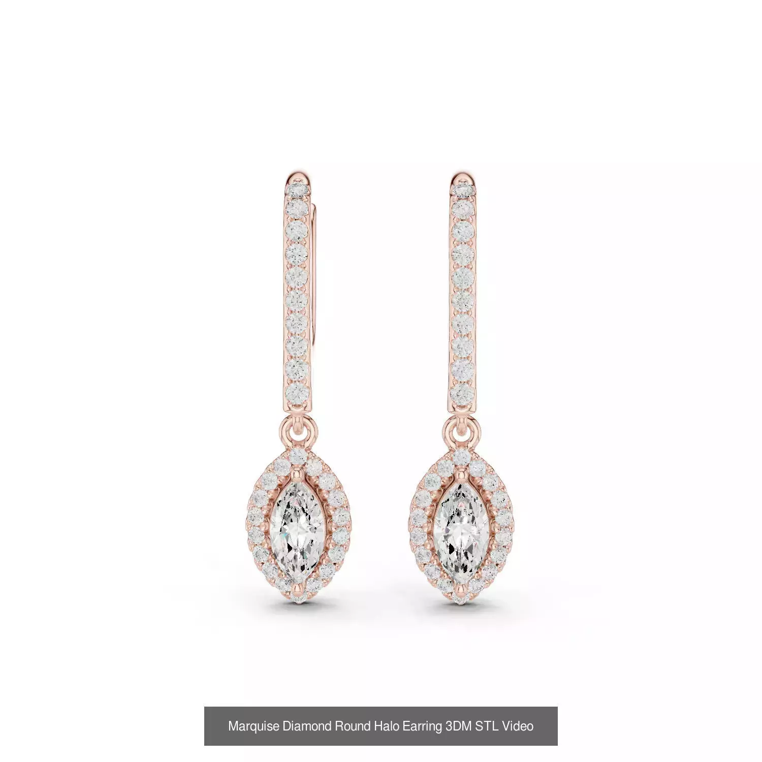 507 Diamond  Woman Earring 3DM STL OBJ FBX 3 Color Render Video 3D Model Collection_136