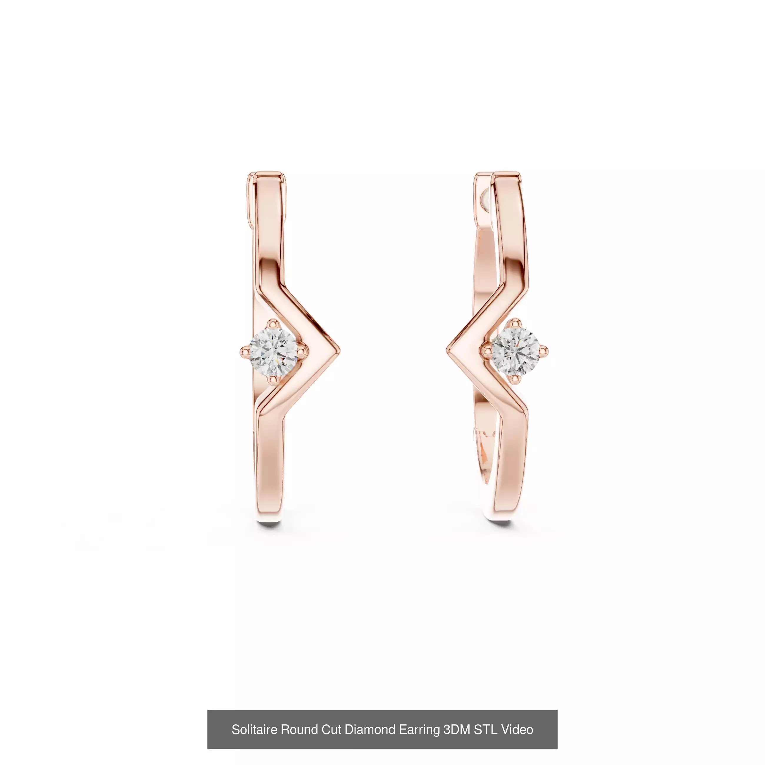 507 Diamond  Woman Earring 3DM STL OBJ FBX 3 Color Render Video 3D Model Collection_145