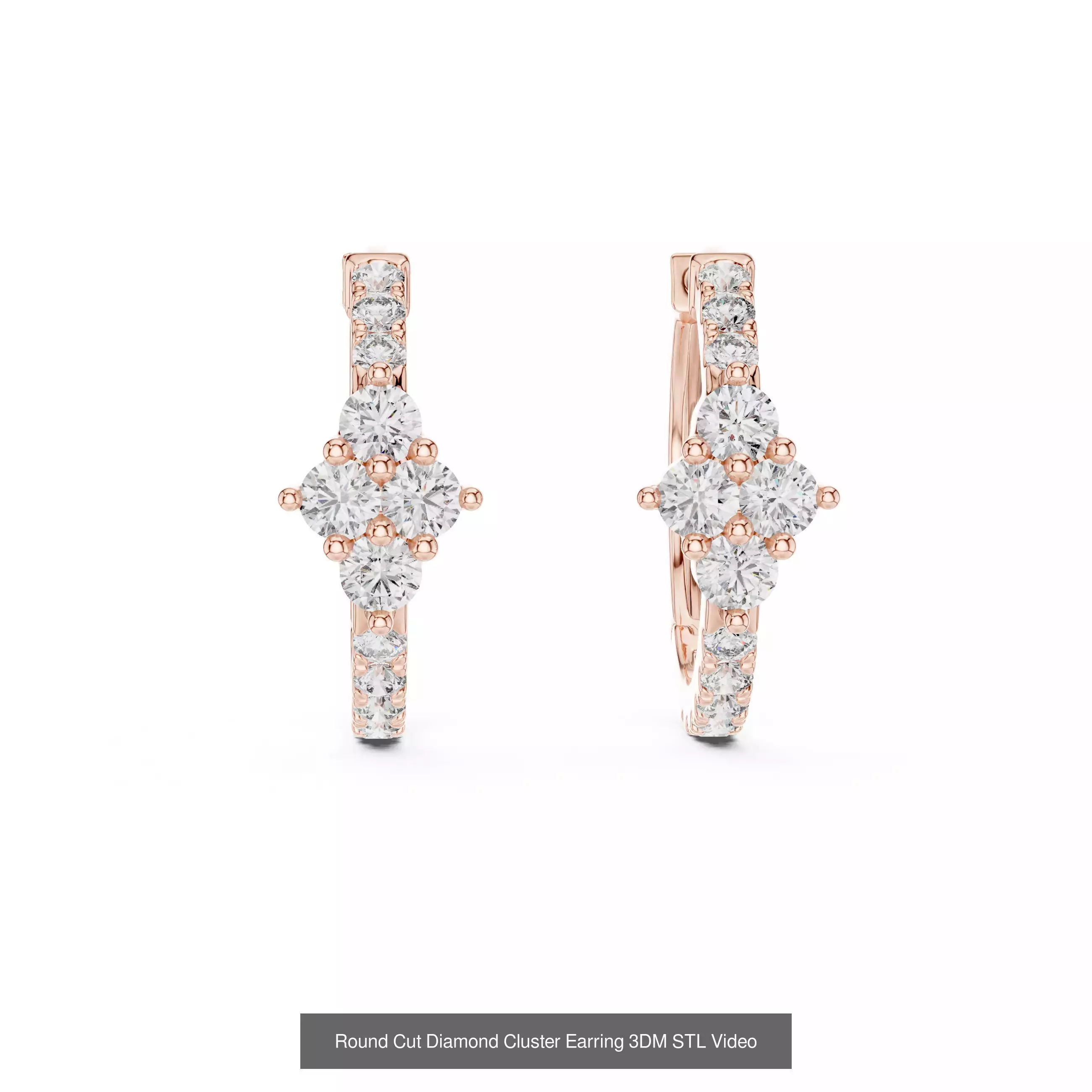 507 Diamond  Woman Earring 3DM STL OBJ FBX 3 Color Render Video 3D Model Collection_147