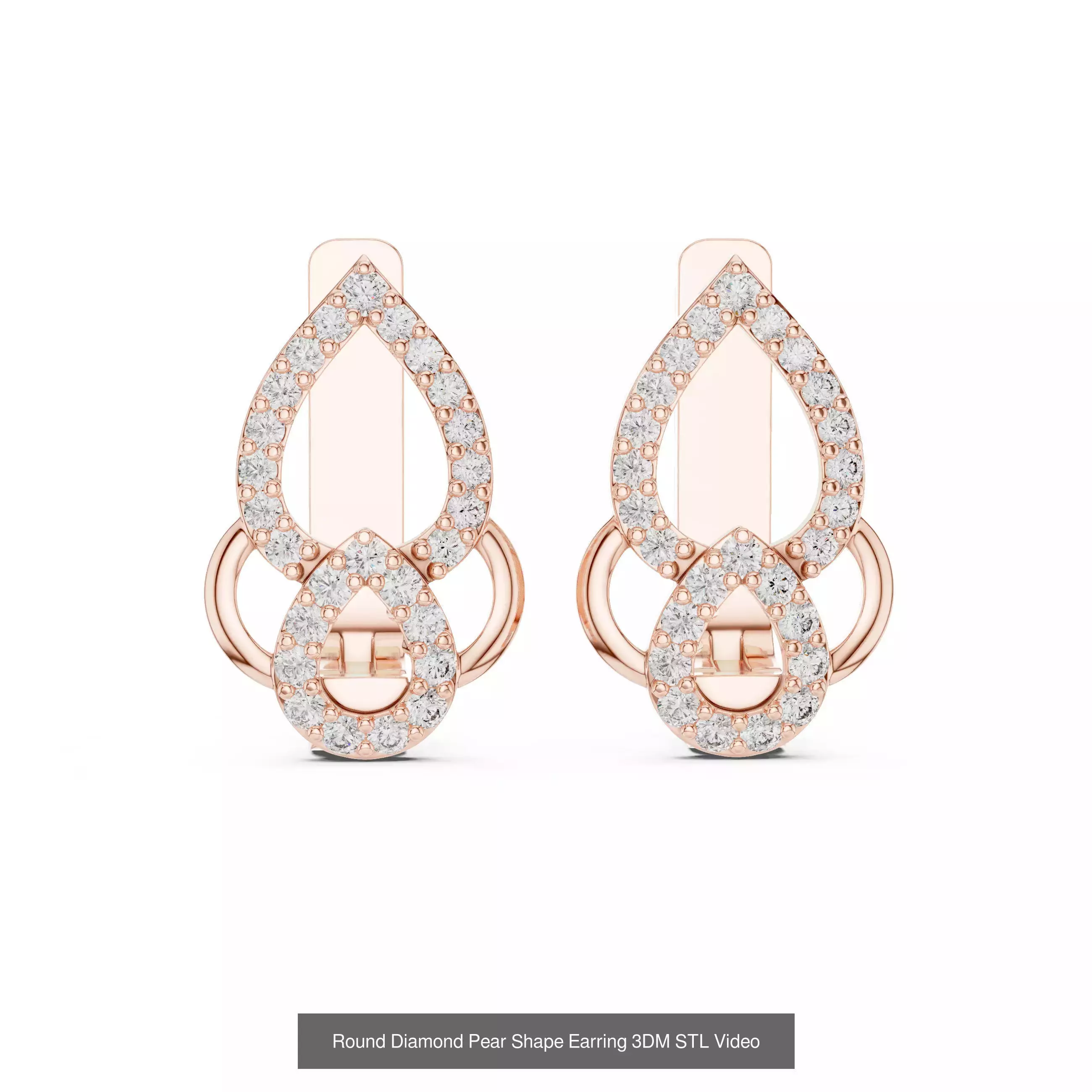 507 Diamond  Woman Earring 3DM STL OBJ FBX 3 Color Render Video 3D Model Collection_61