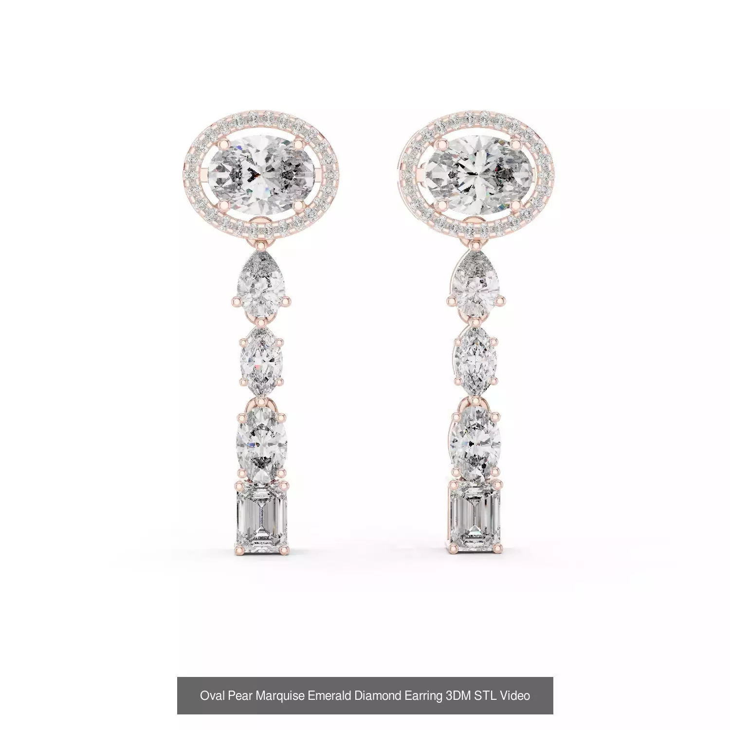 507 Diamond  Woman Earring 3DM STL OBJ FBX 3 Color Render Video 3D Model Collection_90