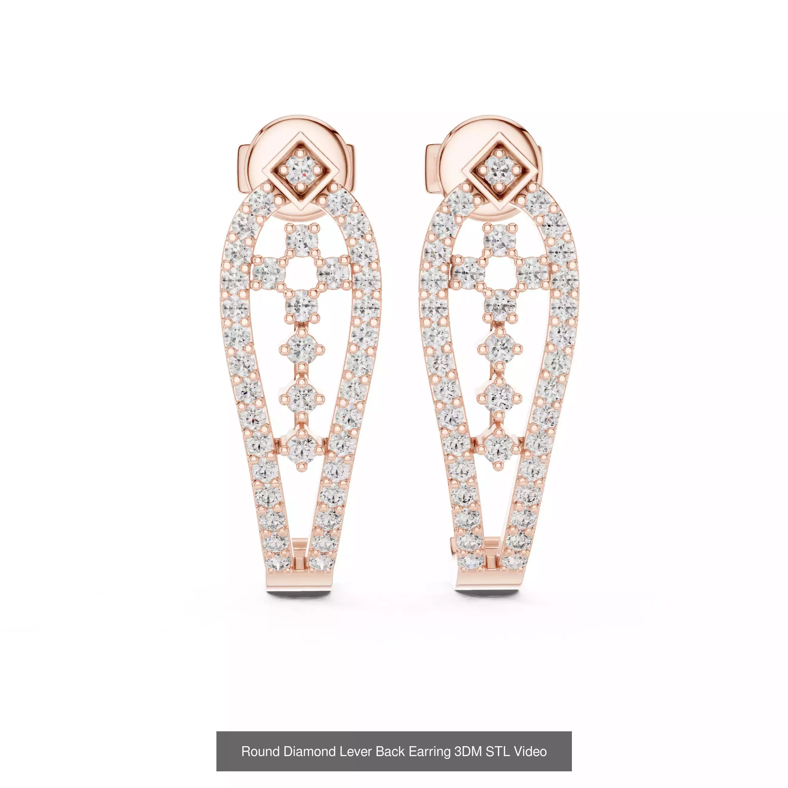 507 Diamond  Woman Earring 3DM STL OBJ FBX 3 Color Render Video 3D Model Collection_82