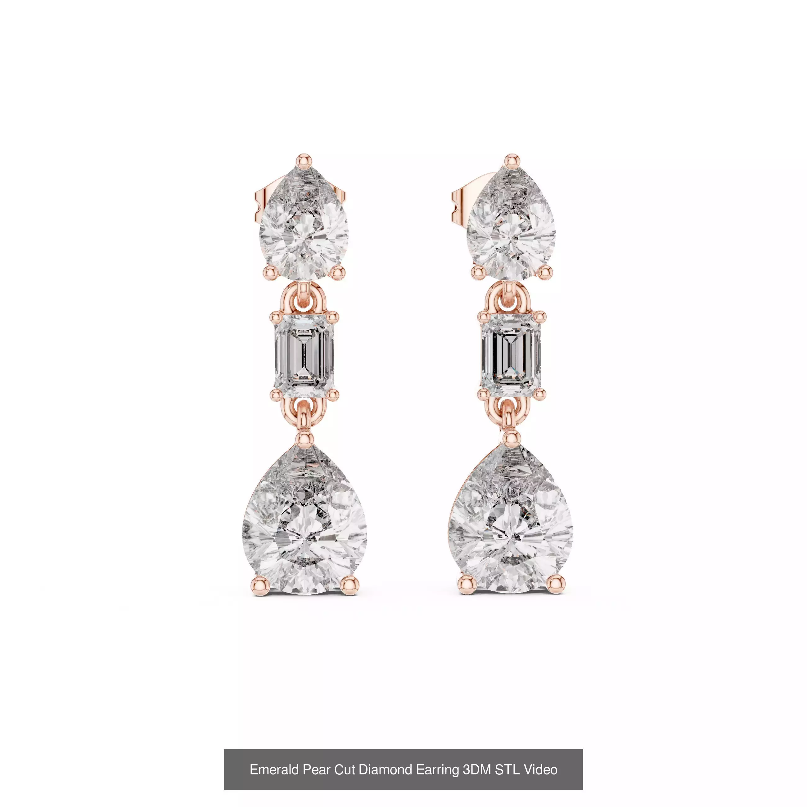 507 Diamond  Woman Earring 3DM STL OBJ FBX 3 Color Render Video 3D Model Collection_210