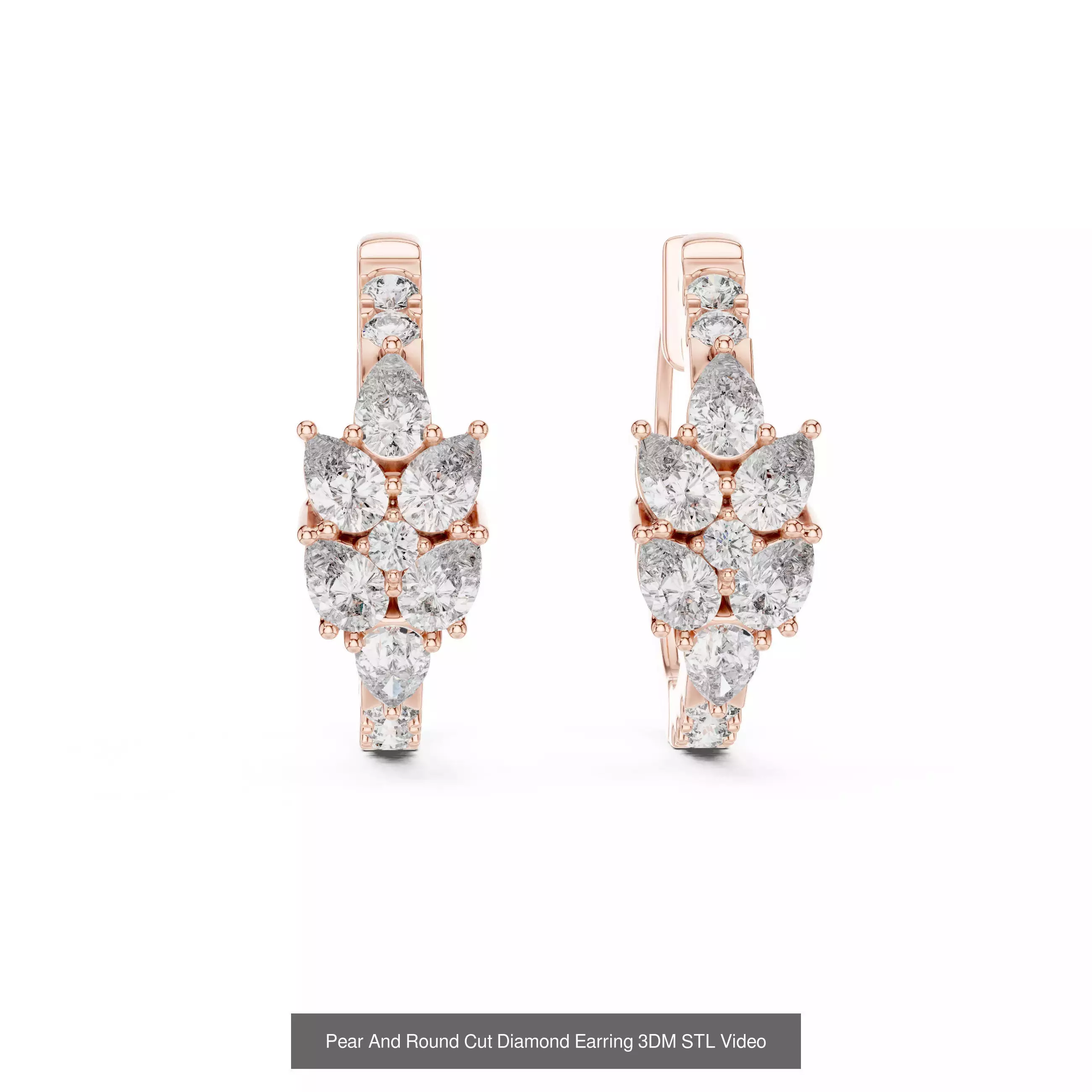 507 Diamond  Woman Earring 3DM STL OBJ FBX 3 Color Render Video 3D Model Collection_172