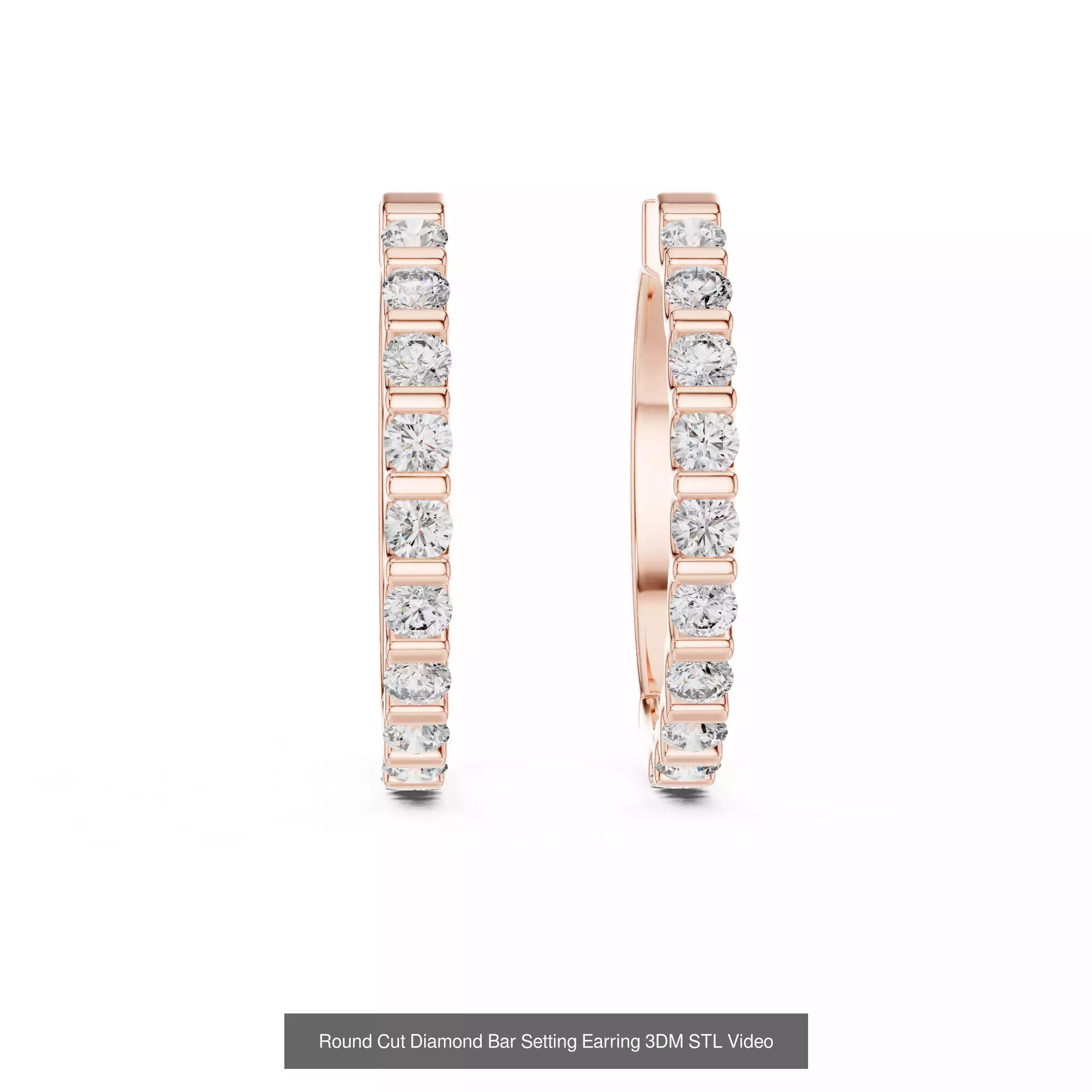 507 Diamond  Woman Earring 3DM STL OBJ FBX 3 Color Render Video 3D Model Collection_161