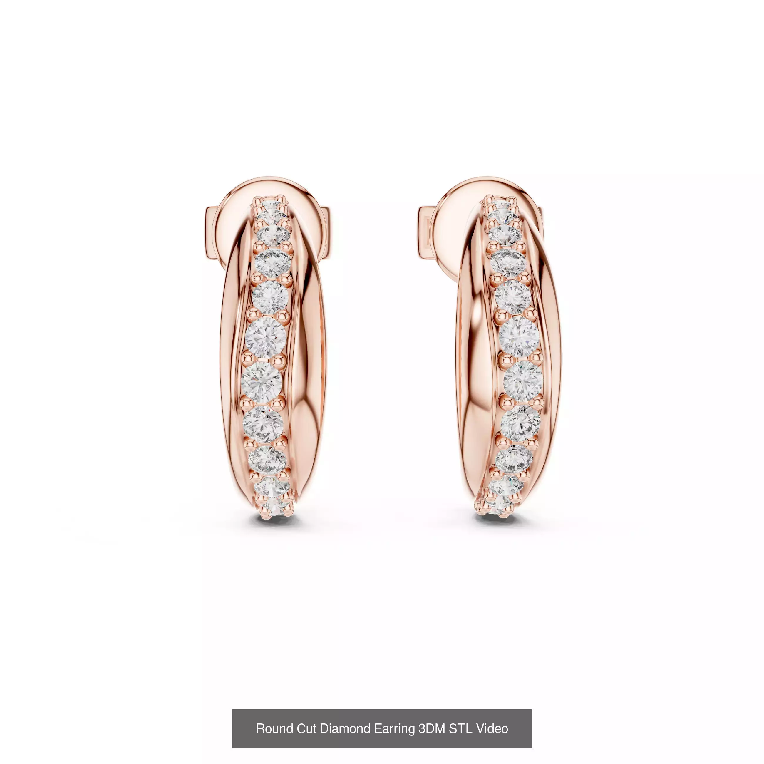 507 Diamond  Woman Earring 3DM STL OBJ FBX 3 Color Render Video 3D Model Collection_173