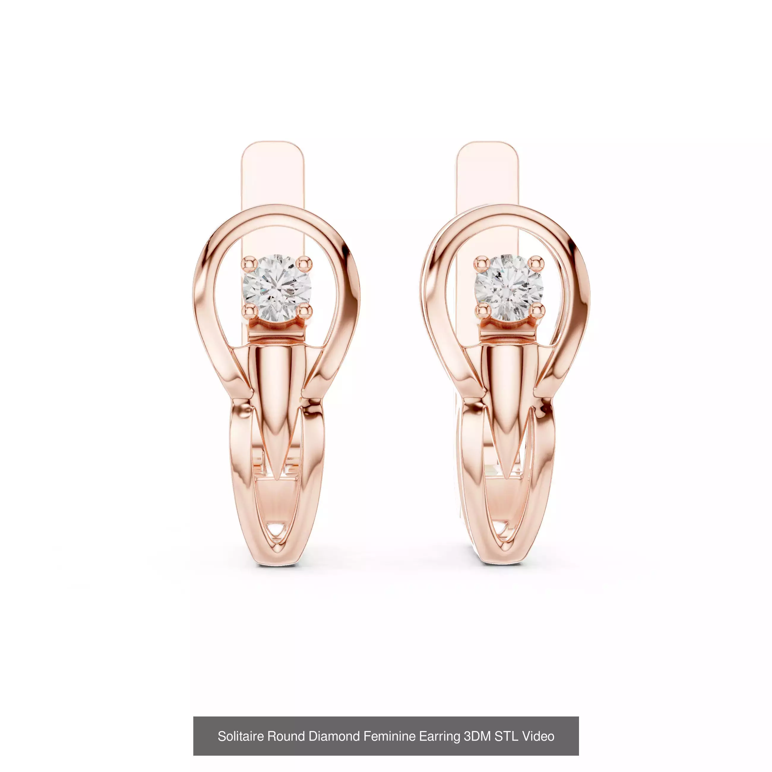 507 Diamond  Woman Earring 3DM STL OBJ FBX 3 Color Render Video 3D Model Collection_49