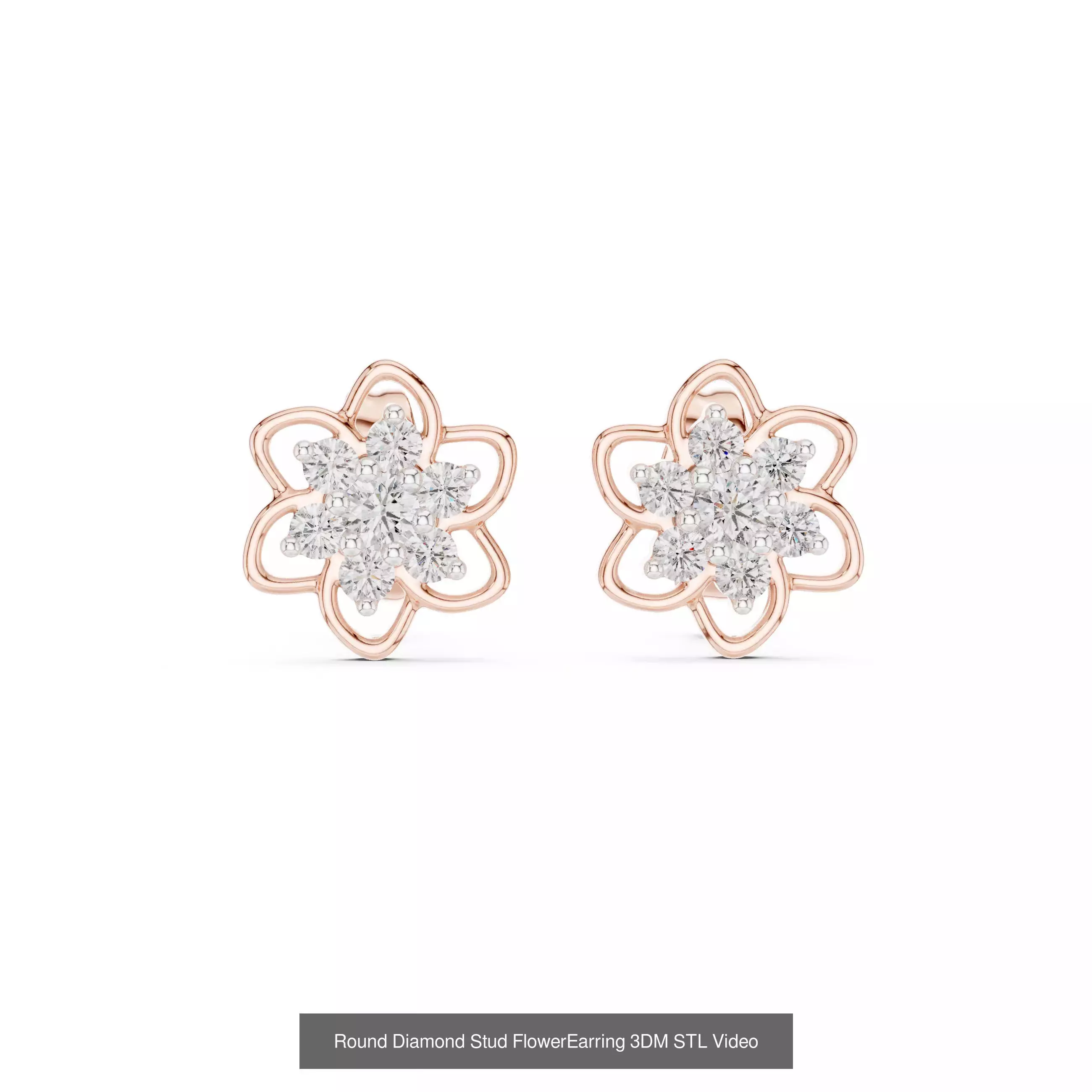 507 Diamond  Woman Earring 3DM STL OBJ FBX 3 Color Render Video 3D Model Collection_107