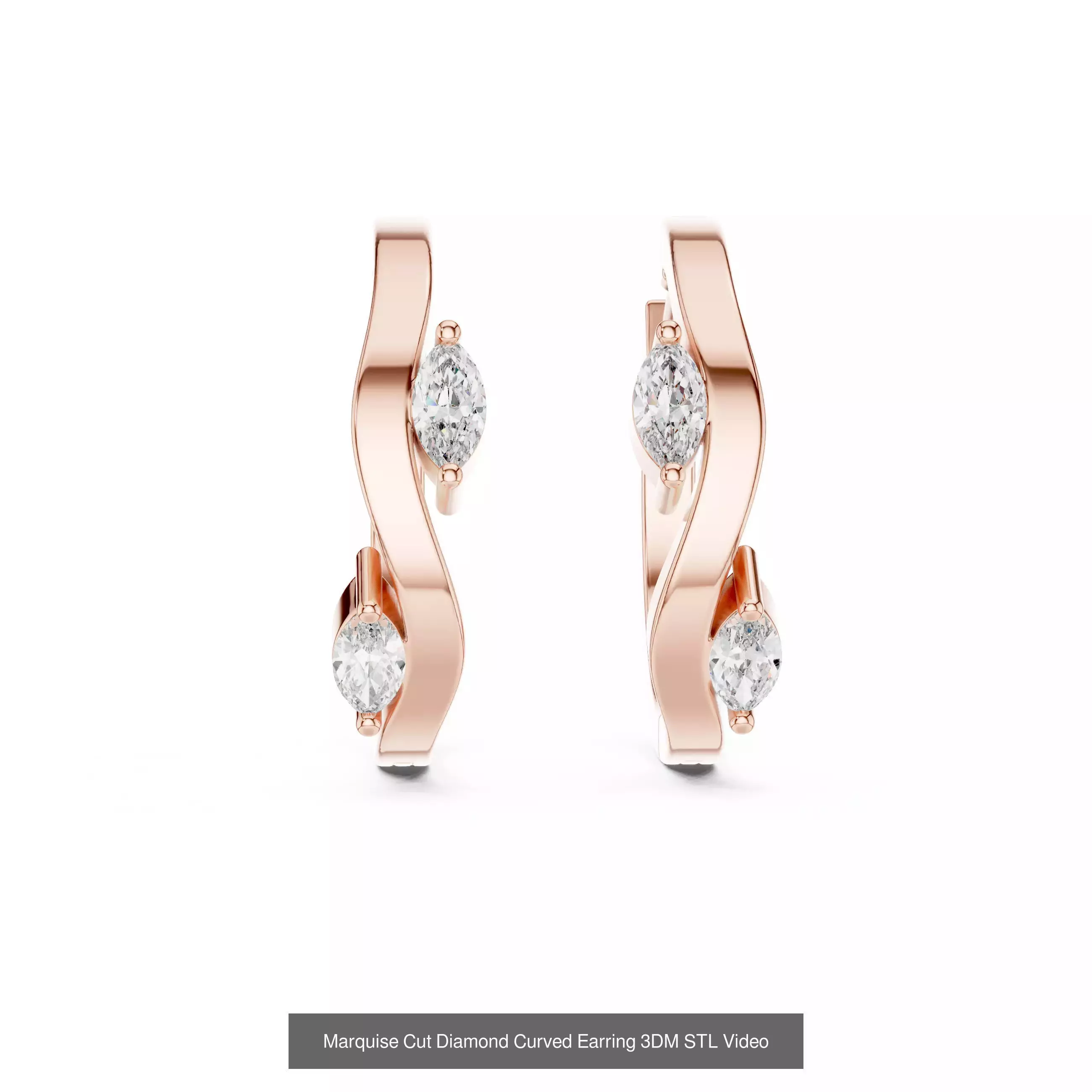 507 Diamond  Woman Earring 3DM STL OBJ FBX 3 Color Render Video 3D Model Collection_166