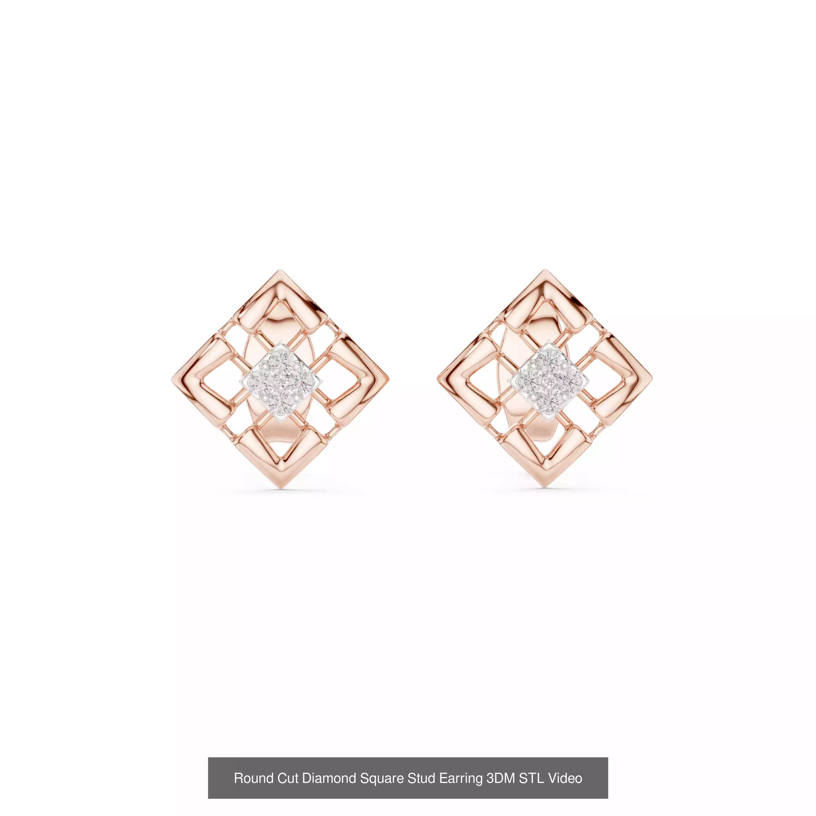 507 Diamond  Woman Earring 3DM STL OBJ FBX 3 Color Render Video 3D Model Collection_101
