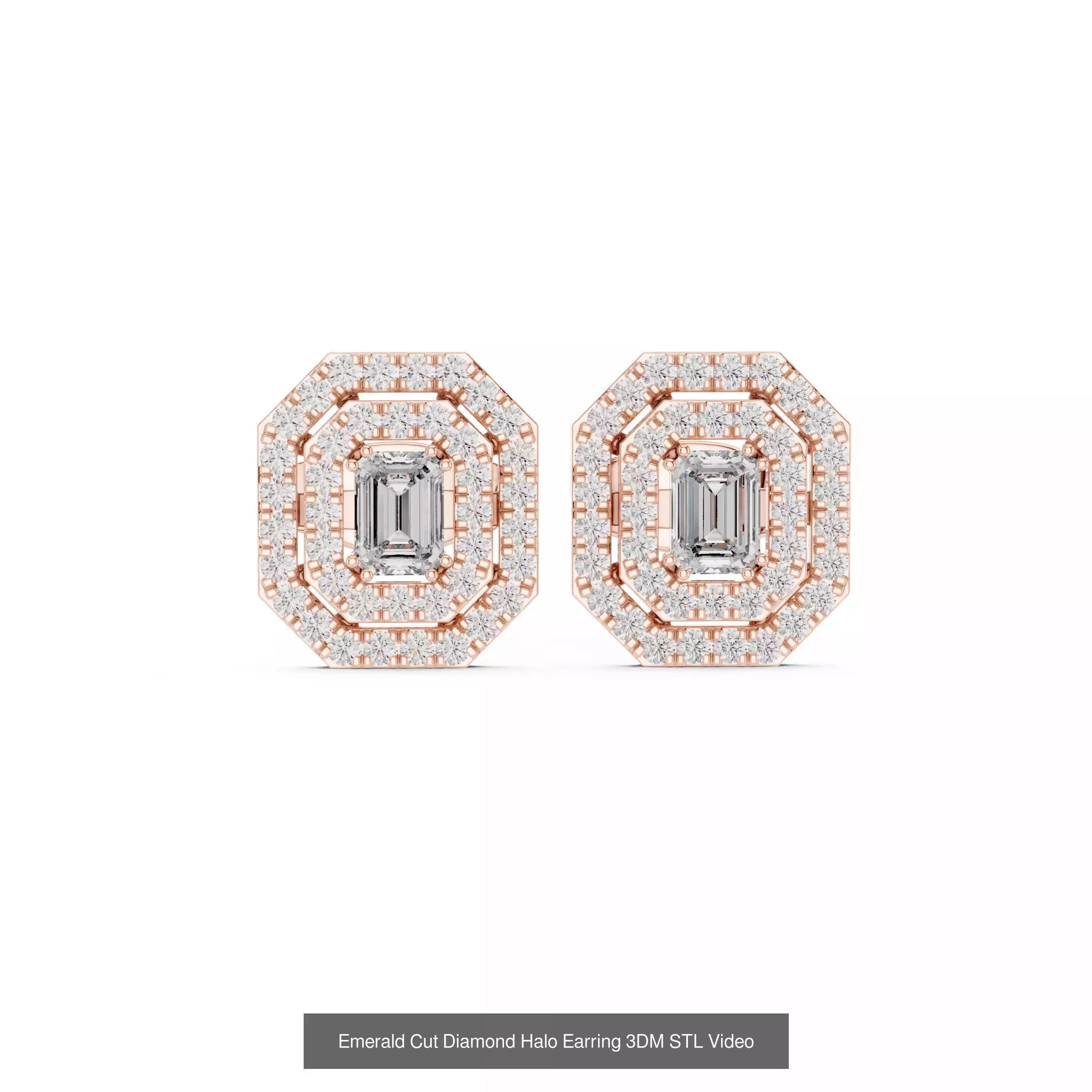 507 Diamond  Woman Earring 3DM STL OBJ FBX 3 Color Render Video 3D Model Collection_116