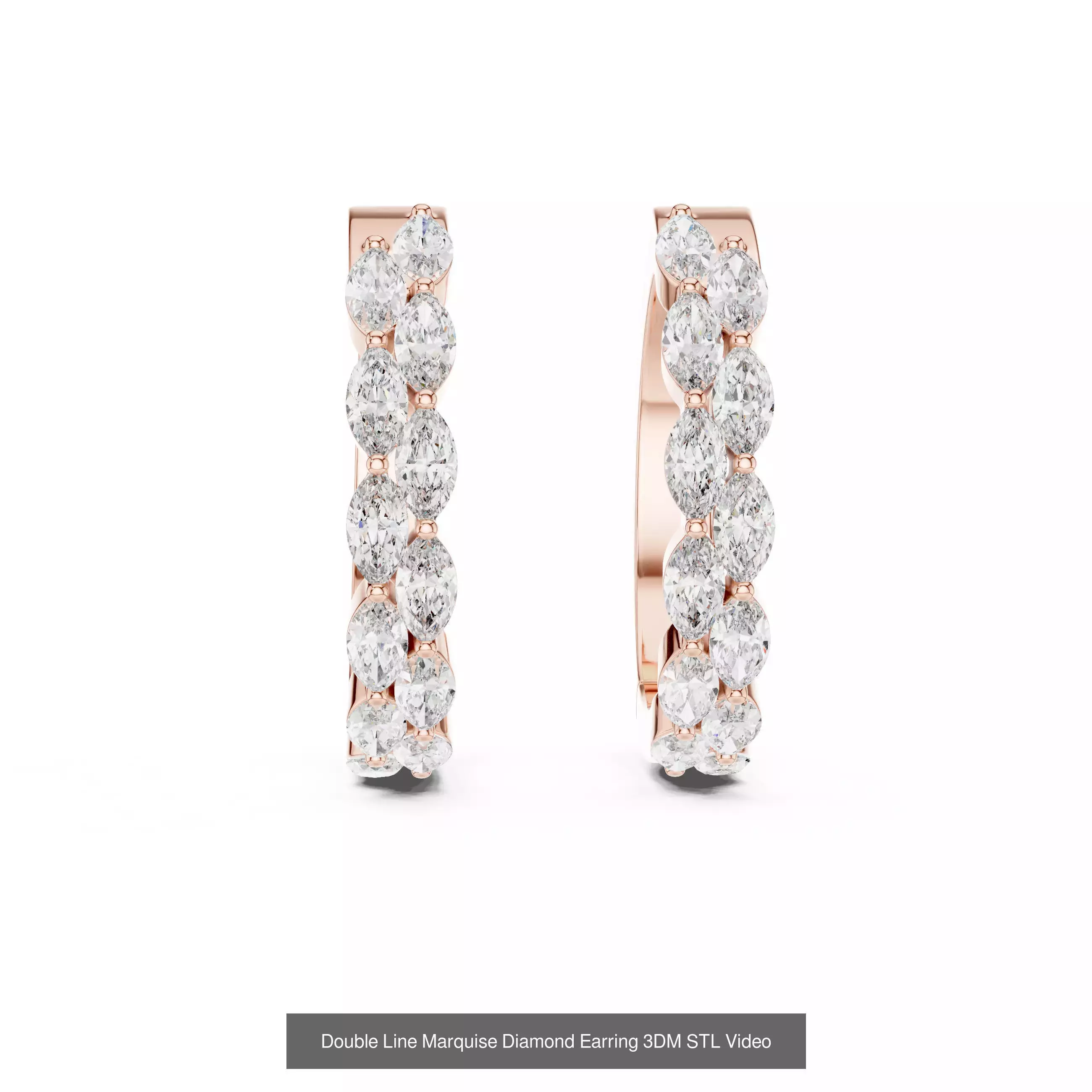 507 Diamond  Woman Earring 3DM STL OBJ FBX 3 Color Render Video 3D Model Collection_155