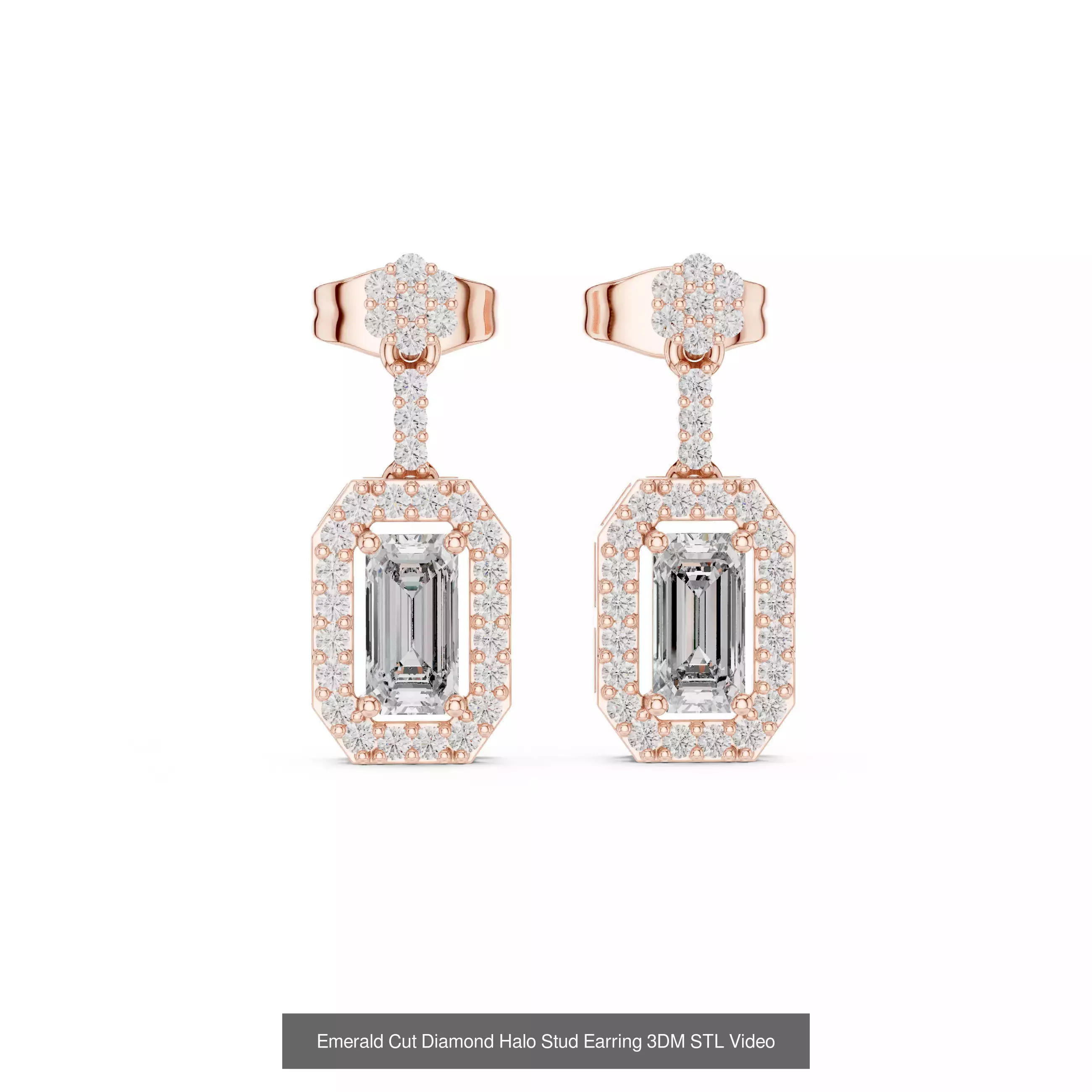 507 Diamond  Woman Earring 3DM STL OBJ FBX 3 Color Render Video 3D Model Collection_126