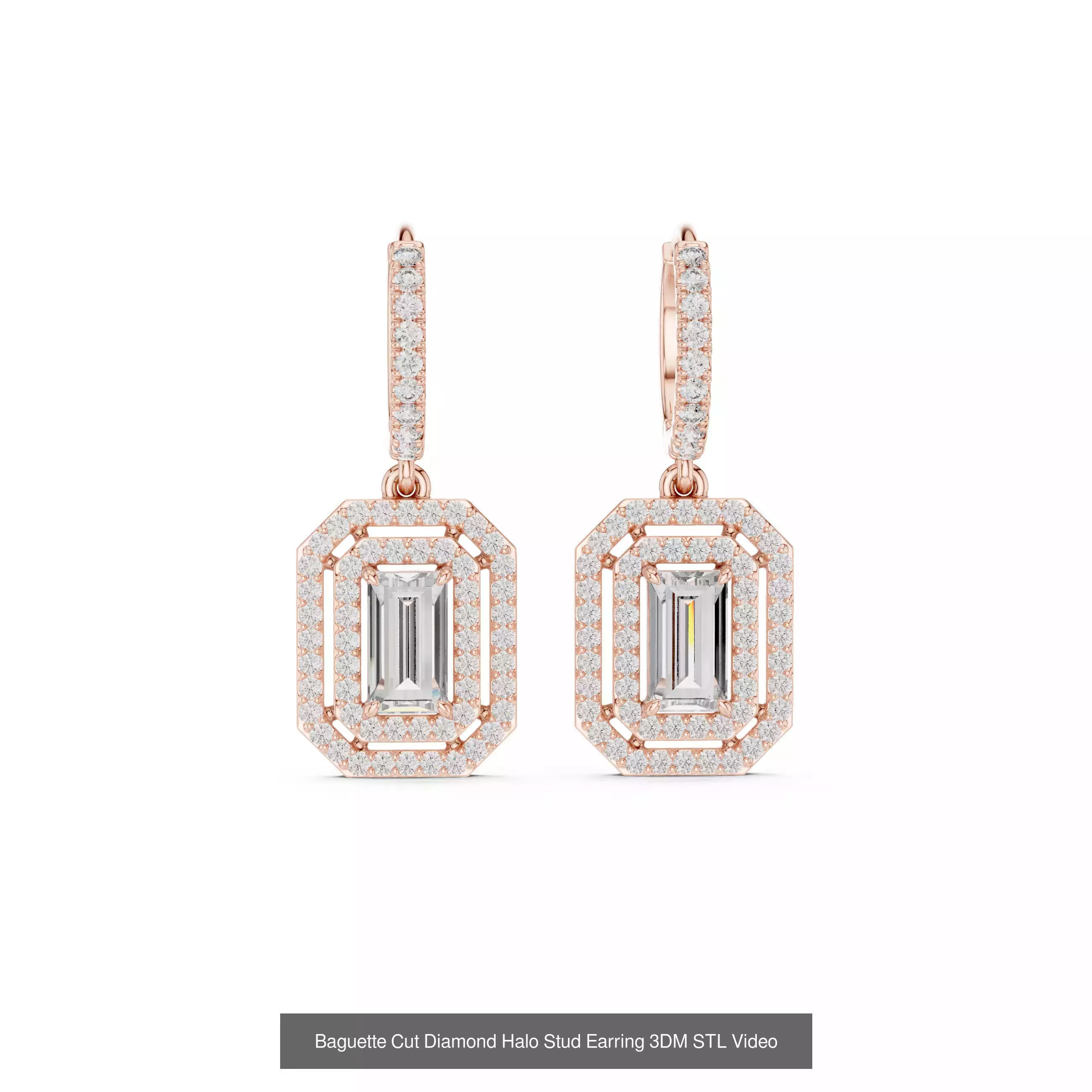 507 Diamond  Woman Earring 3DM STL OBJ FBX 3 Color Render Video 3D Model Collection_129