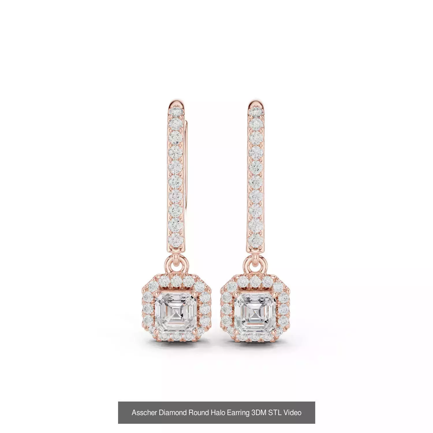 507 Diamond  Woman Earring 3DM STL OBJ FBX 3 Color Render Video 3D Model Collection_132