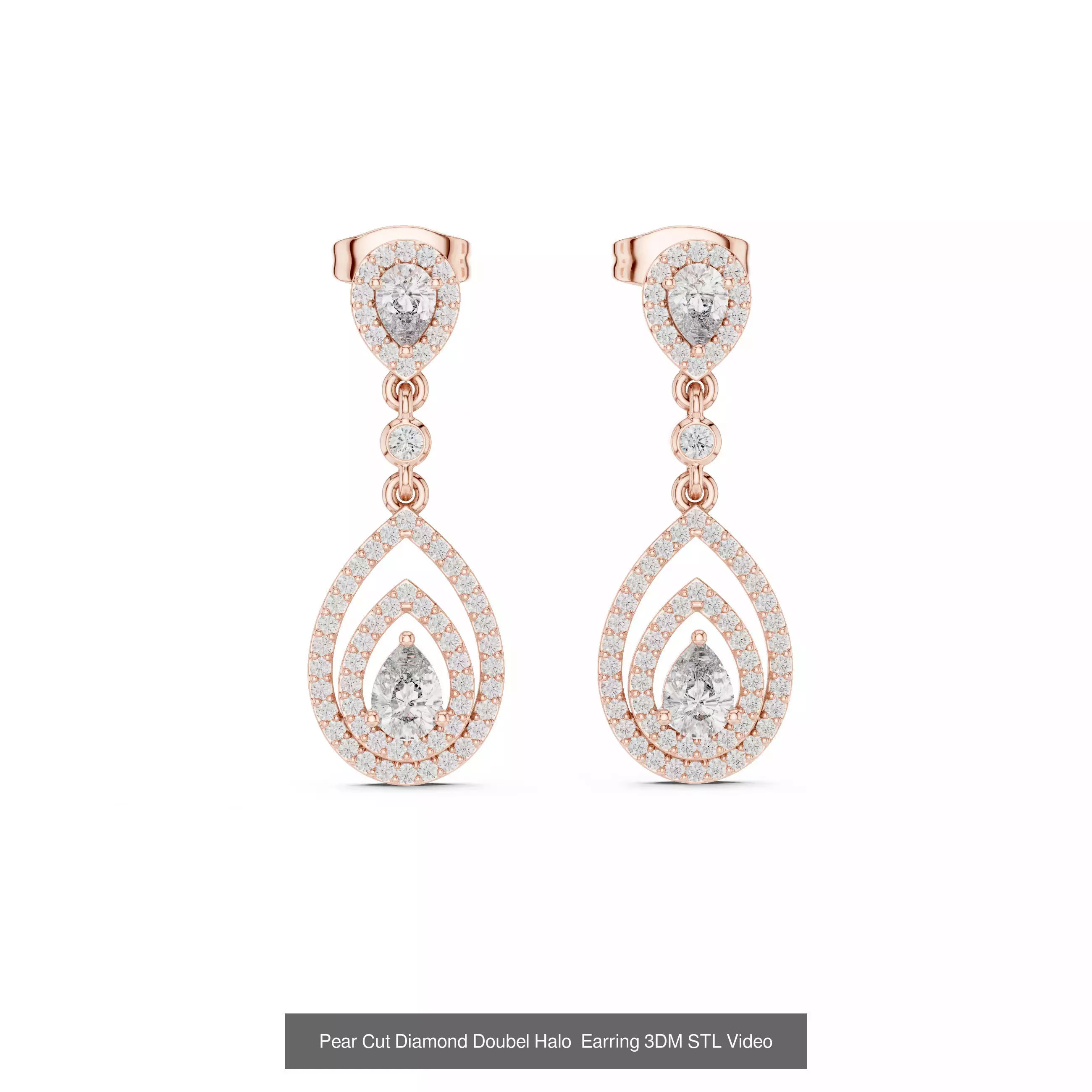 507 Diamond  Woman Earring 3DM STL OBJ FBX 3 Color Render Video 3D Model Collection_122