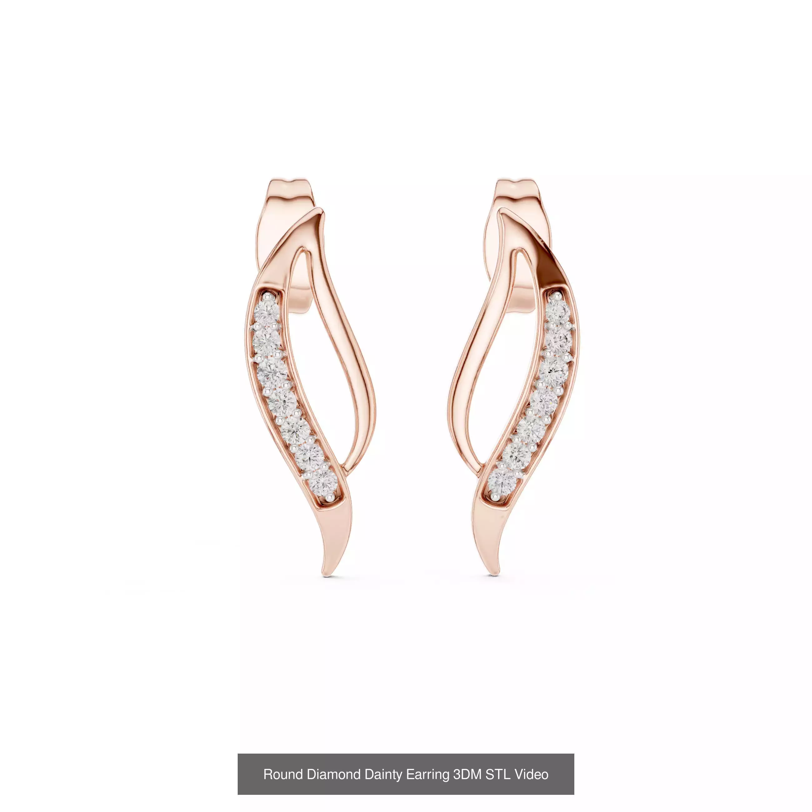 507 Diamond  Woman Earring 3DM STL OBJ FBX 3 Color Render Video 3D Model Collection_111