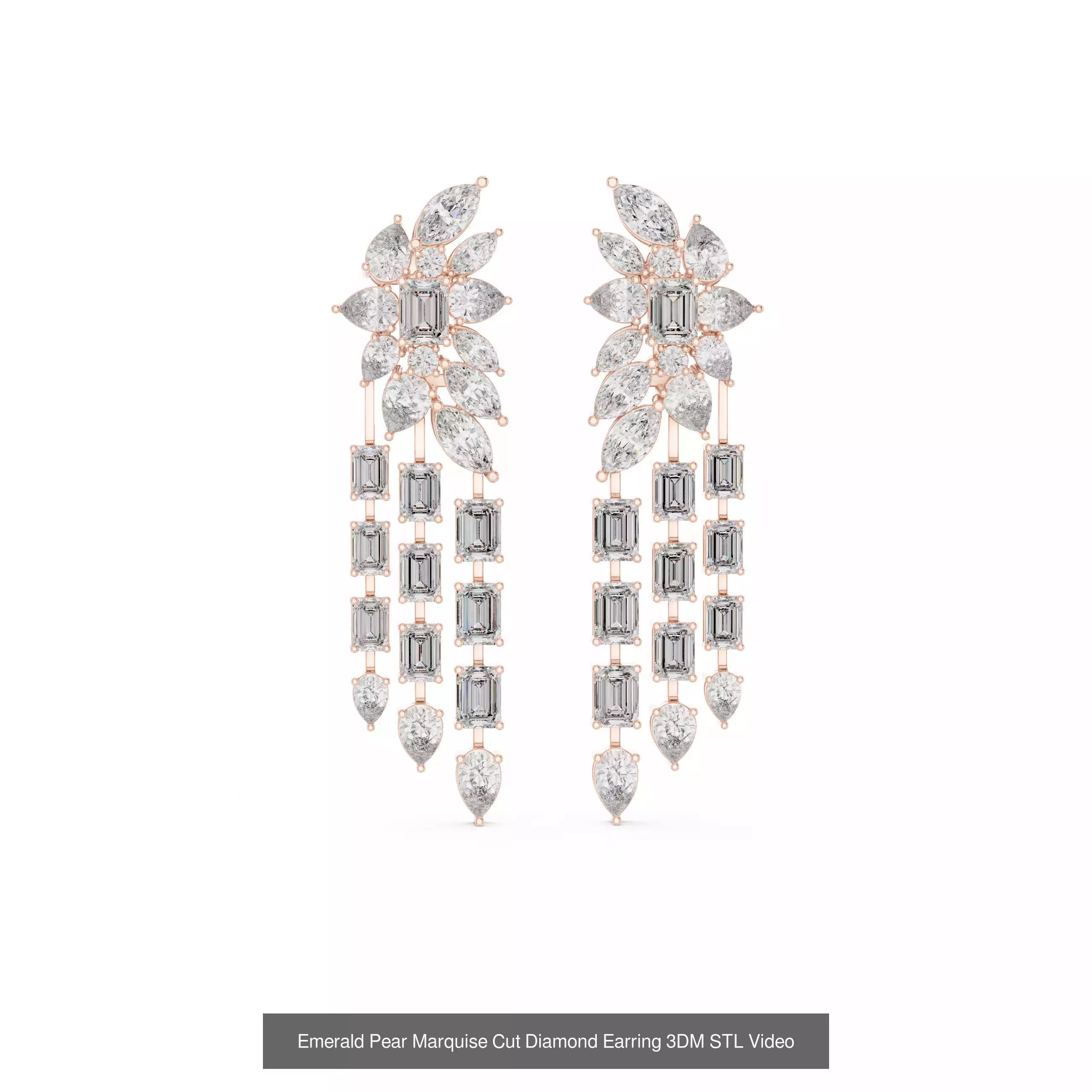507 Diamond  Woman Earring 3DM STL OBJ FBX 3 Color Render Video 3D Model Collection_207