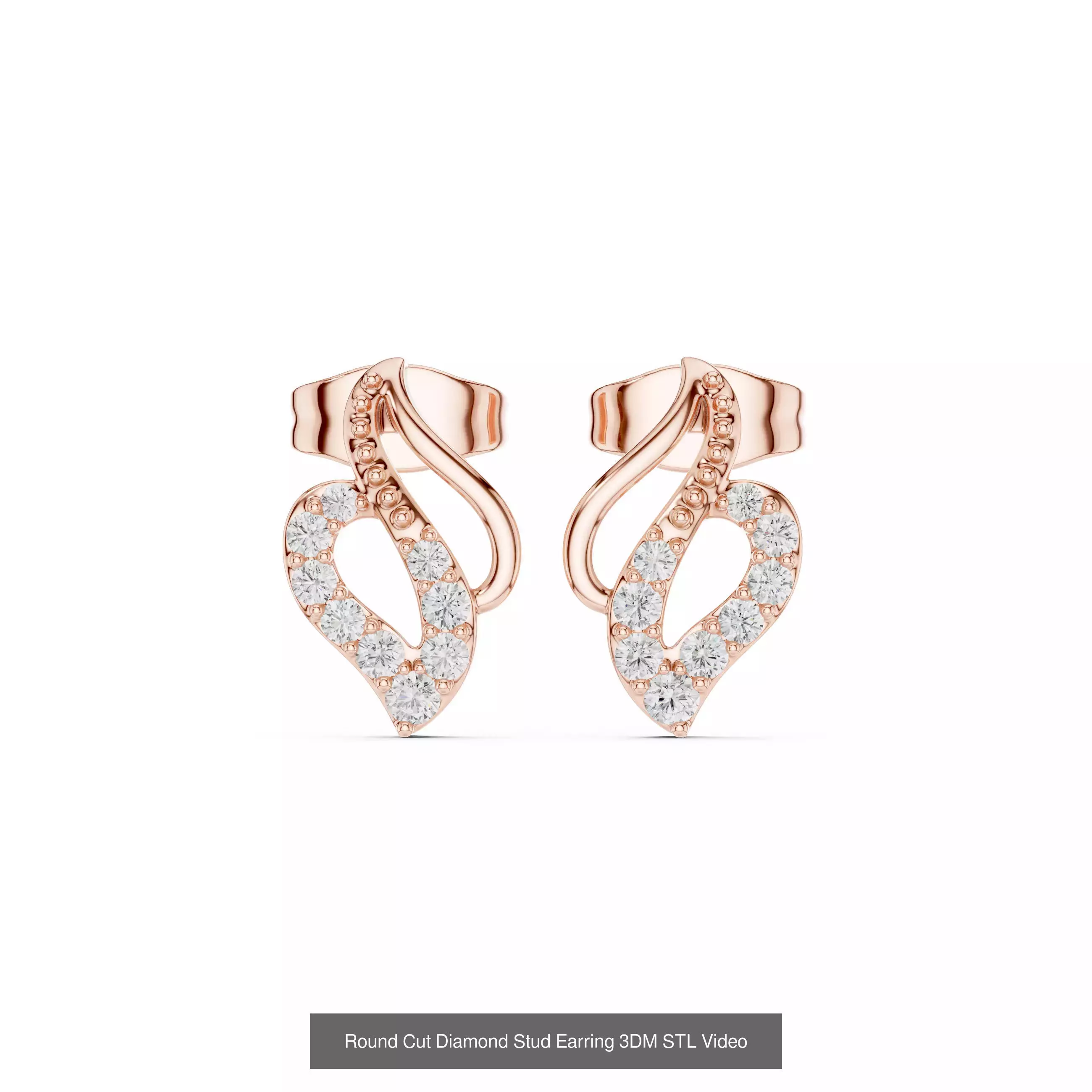 507 Diamond  Woman Earring 3DM STL OBJ FBX 3 Color Render Video 3D Model Collection_232