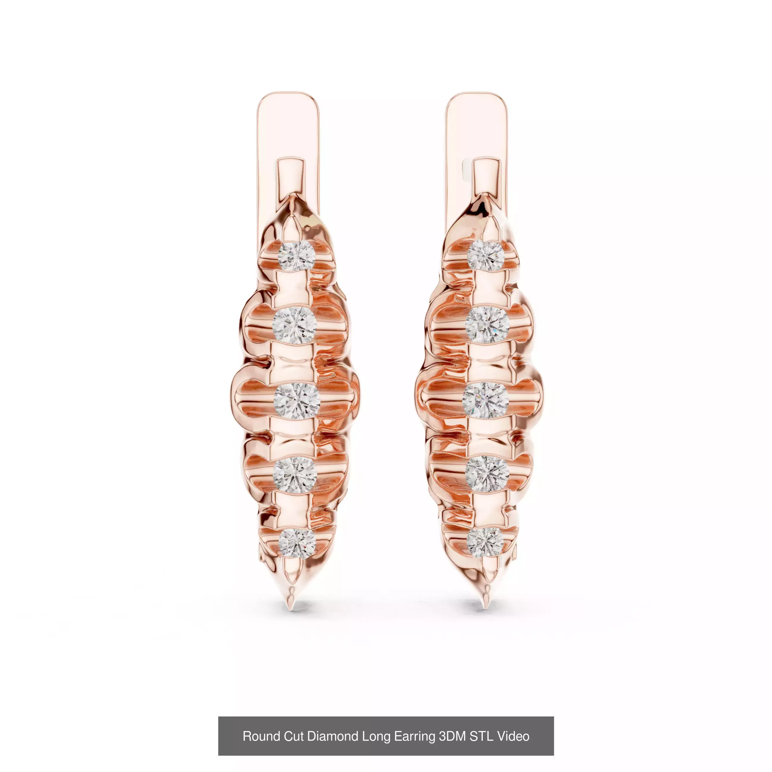 507 Diamond  Woman Earring 3DM STL OBJ FBX 3 Color Render Video 3D Model Collection_58