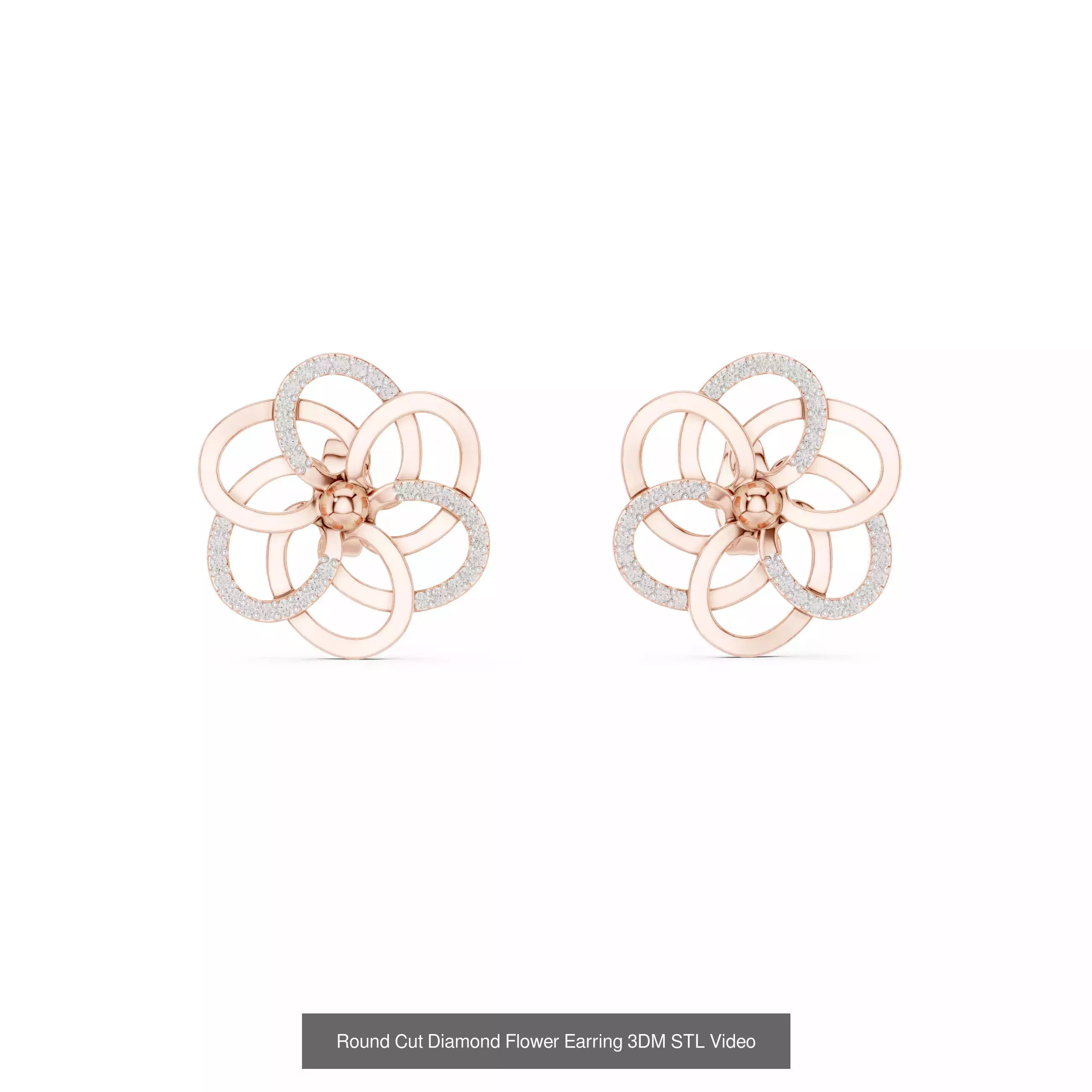507 Diamond  Woman Earring 3DM STL OBJ FBX 3 Color Render Video 3D Model Collection_179