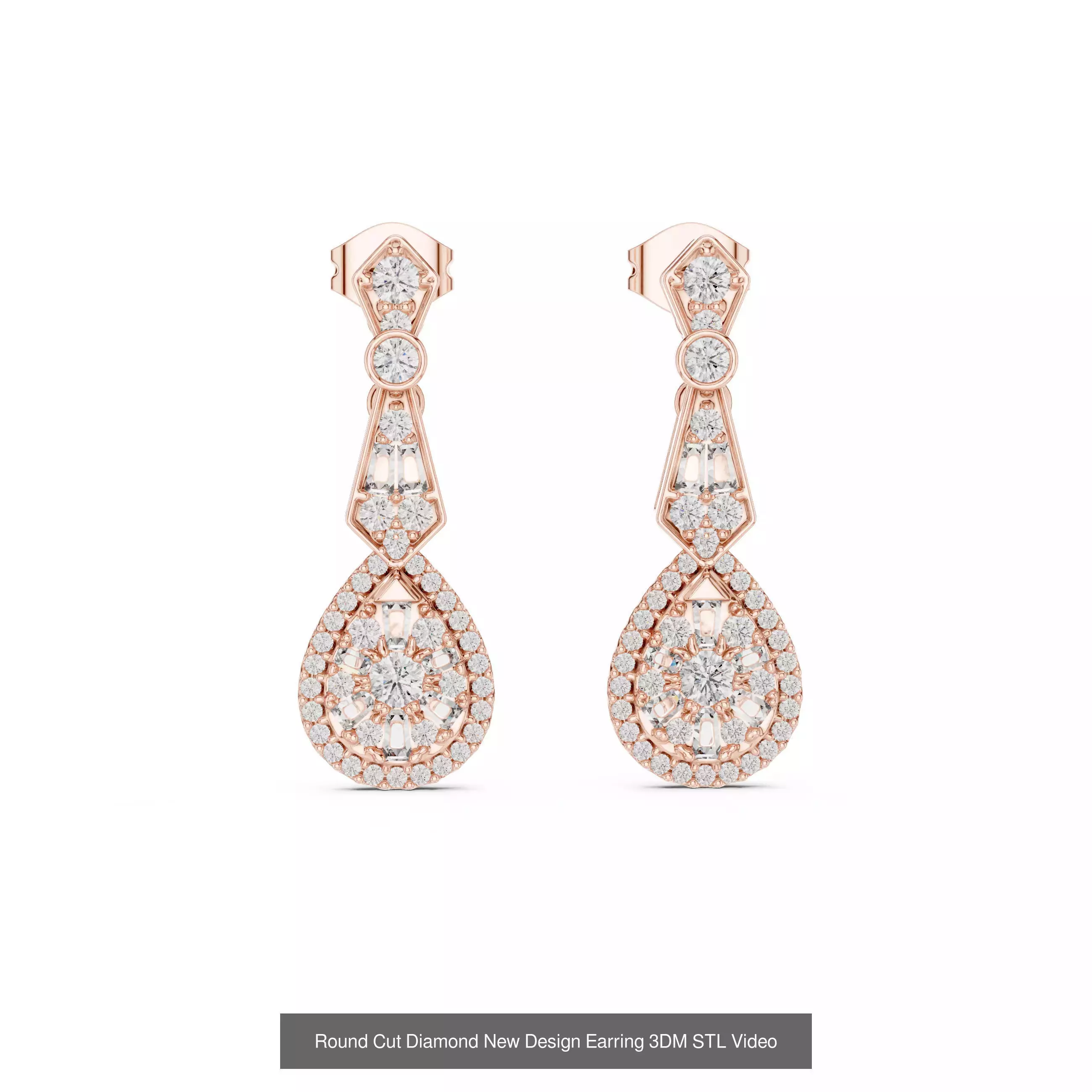 507 Diamond  Woman Earring 3DM STL OBJ FBX 3 Color Render Video 3D Model Collection_203