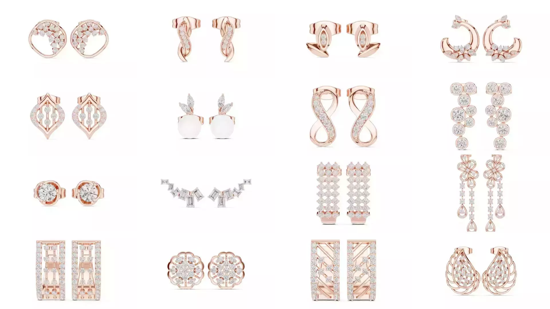 507 Diamond  Woman Earring 3DM STL OBJ FBX 3 Color Render Video 3D Model Collection_20