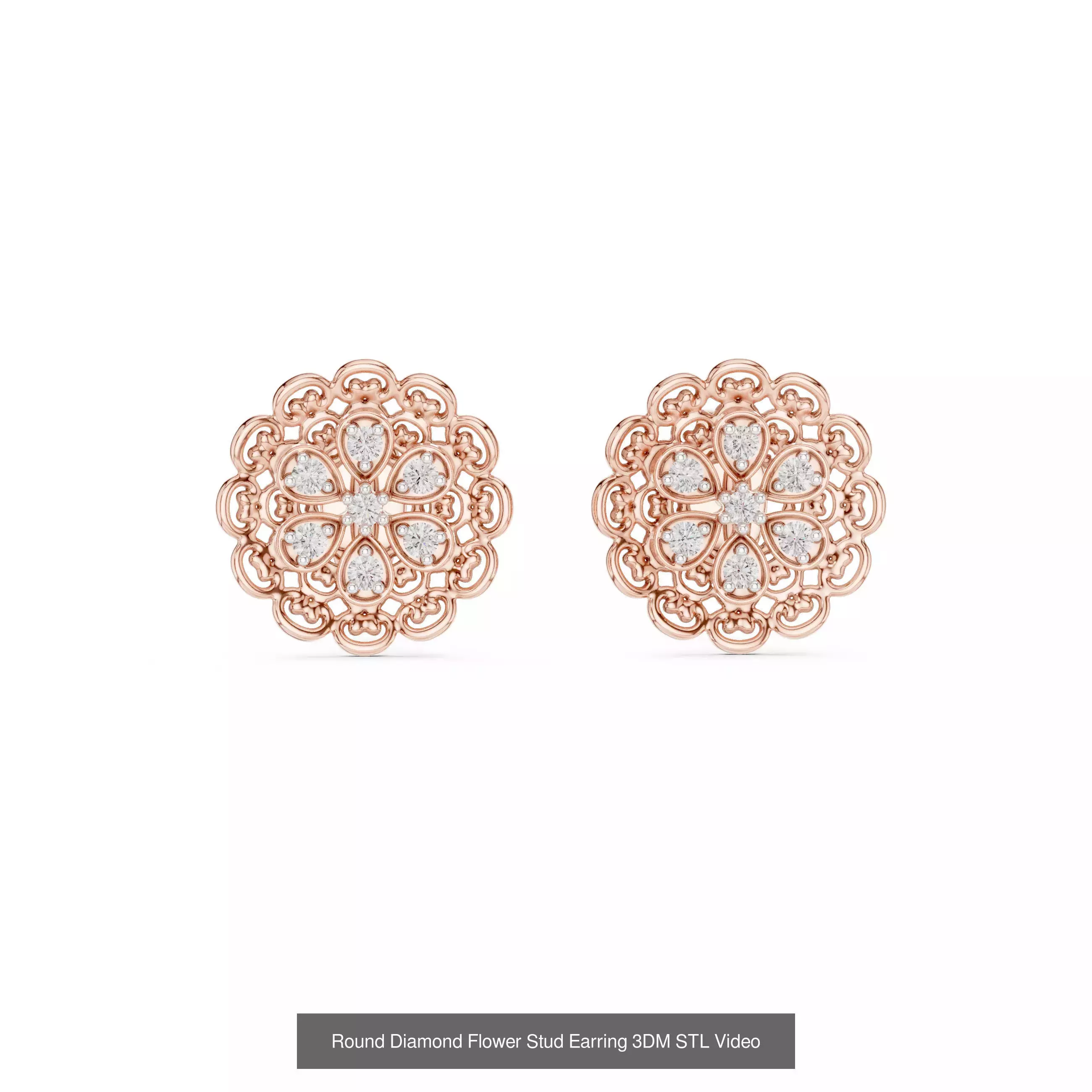 507 Diamond  Woman Earring 3DM STL OBJ FBX 3 Color Render Video 3D Model Collection_95