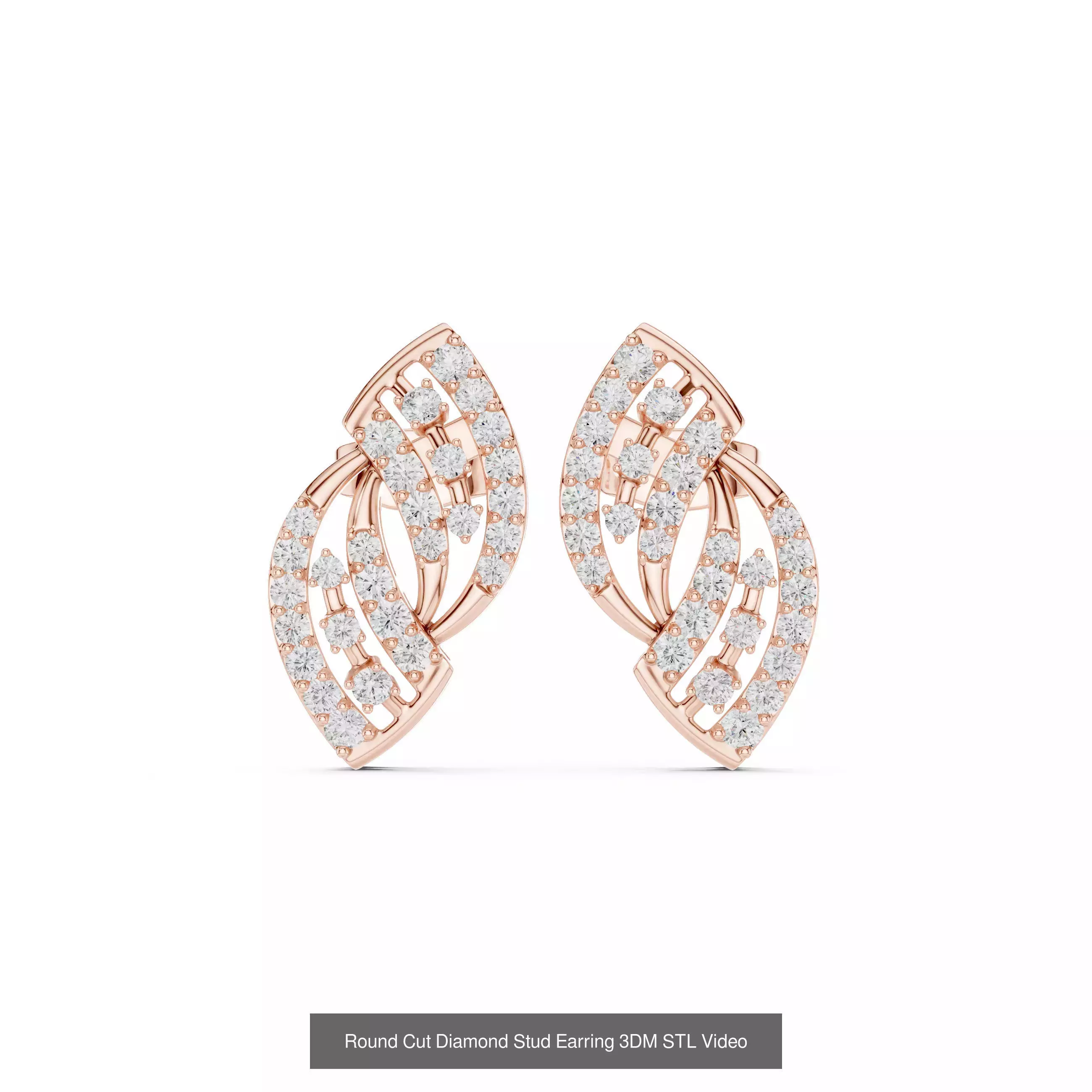 507 Diamond  Woman Earring 3DM STL OBJ FBX 3 Color Render Video 3D Model Collection_237