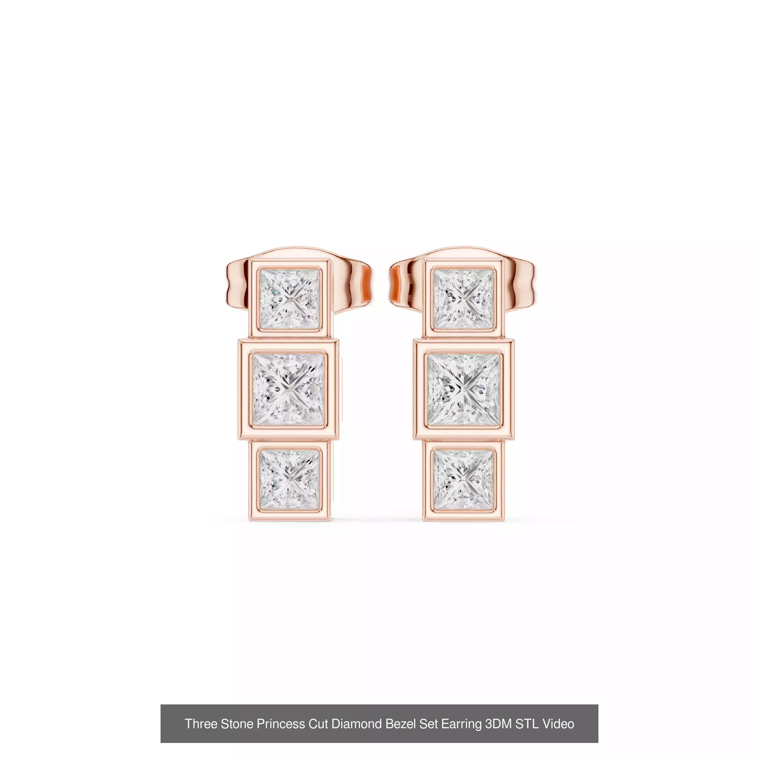 507 Diamond  Woman Earring 3DM STL OBJ FBX 3 Color Render Video 3D Model Collection_235