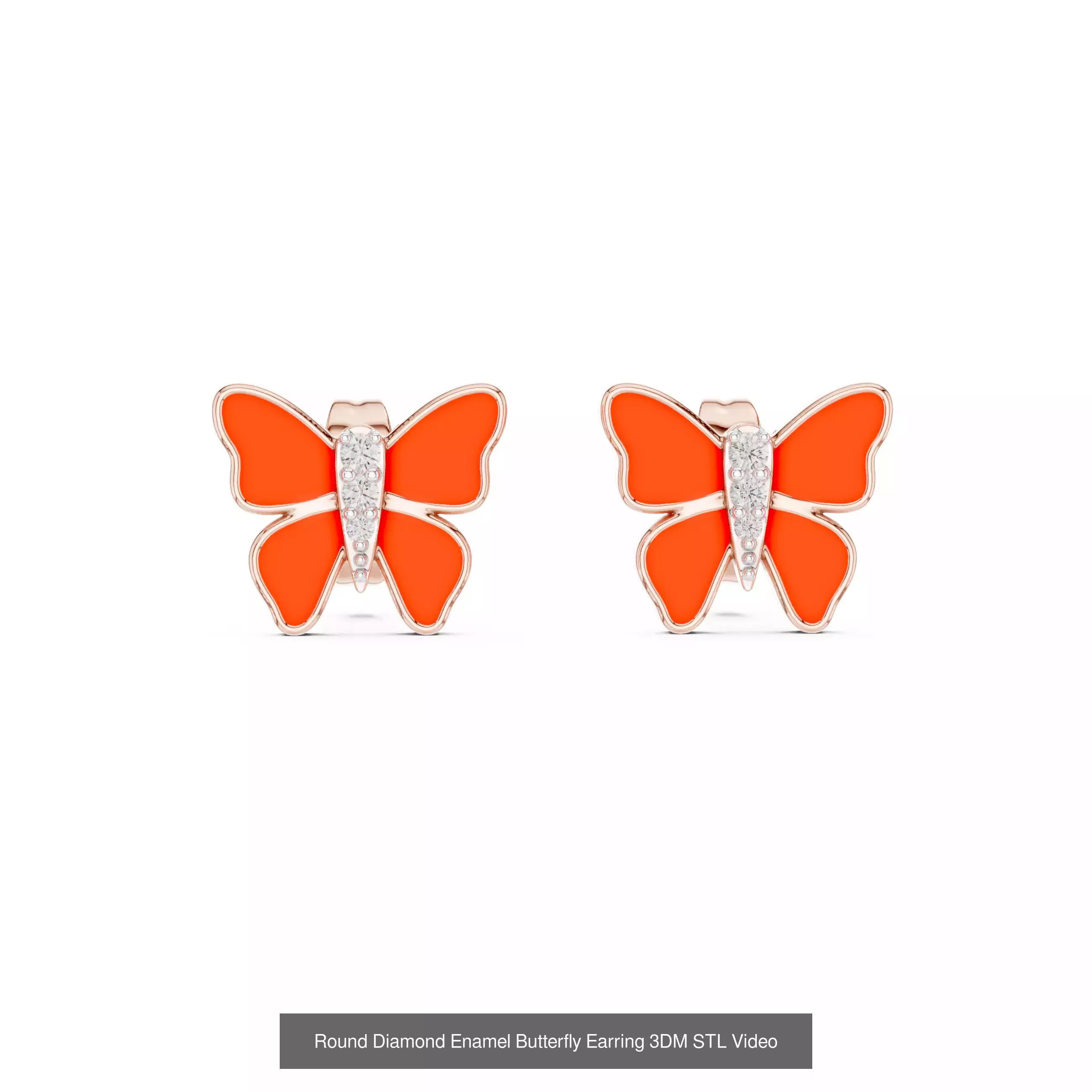 507 Diamond  Woman Earring 3DM STL OBJ FBX 3 Color Render Video 3D Model Collection_174