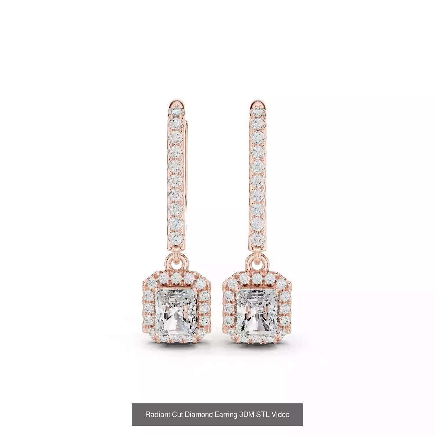 507 Diamond  Woman Earring 3DM STL OBJ FBX 3 Color Render Video 3D Model Collection_138