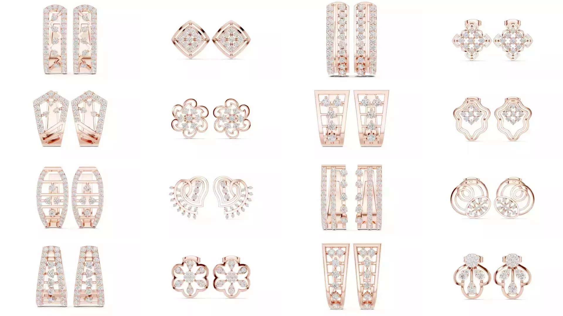 507 Diamond  Woman Earring 3DM STL OBJ FBX 3 Color Render Video 3D Model Collection_22