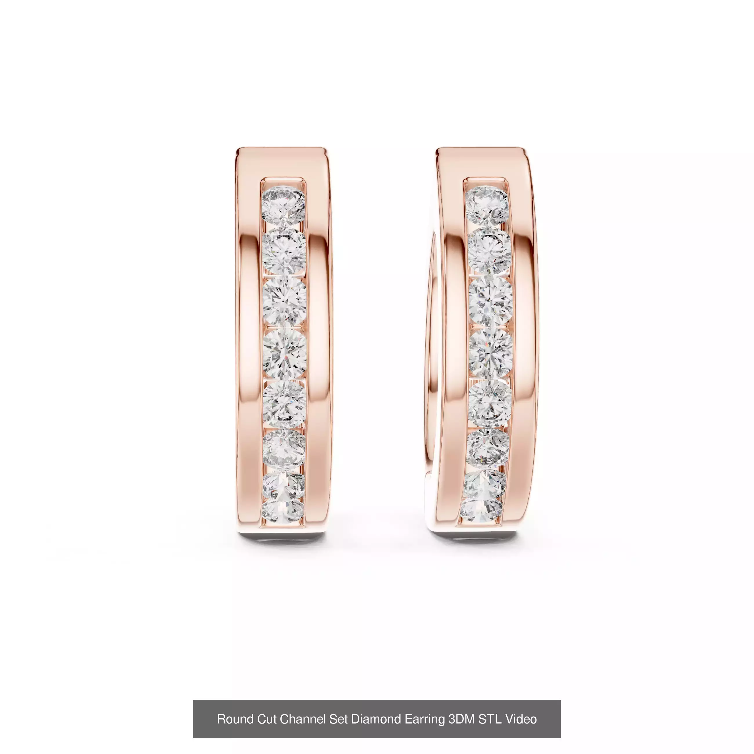 507 Diamond  Woman Earring 3DM STL OBJ FBX 3 Color Render Video 3D Model Collection_156